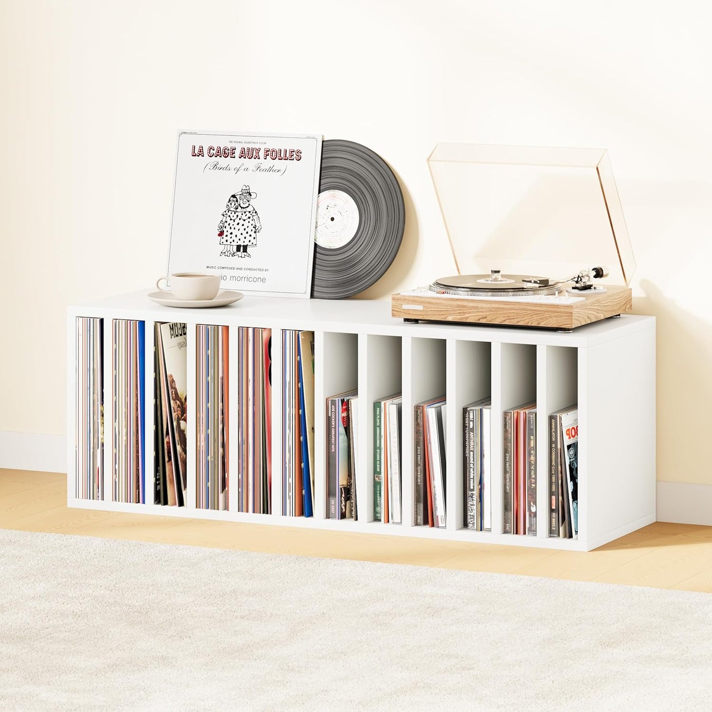 IOTXY DIY Modular Cube Bookcase - CubeXY Customizable Stackable Expandable Basic Shelving Units, 12-Cube Wooden Open Bookshelf with Removable Shelves for Vinyl Record Storage Organizer, White