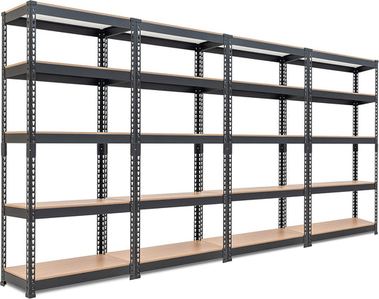 HOMEDANT 5 Tier Storage Shelves Adjustable Laminated Boltless Garage Metal Shelving Unit Heavy Duty Utility Rack Shelf Warehouse Pantry Closet Kitchen (4, (S) 28" W, Black)