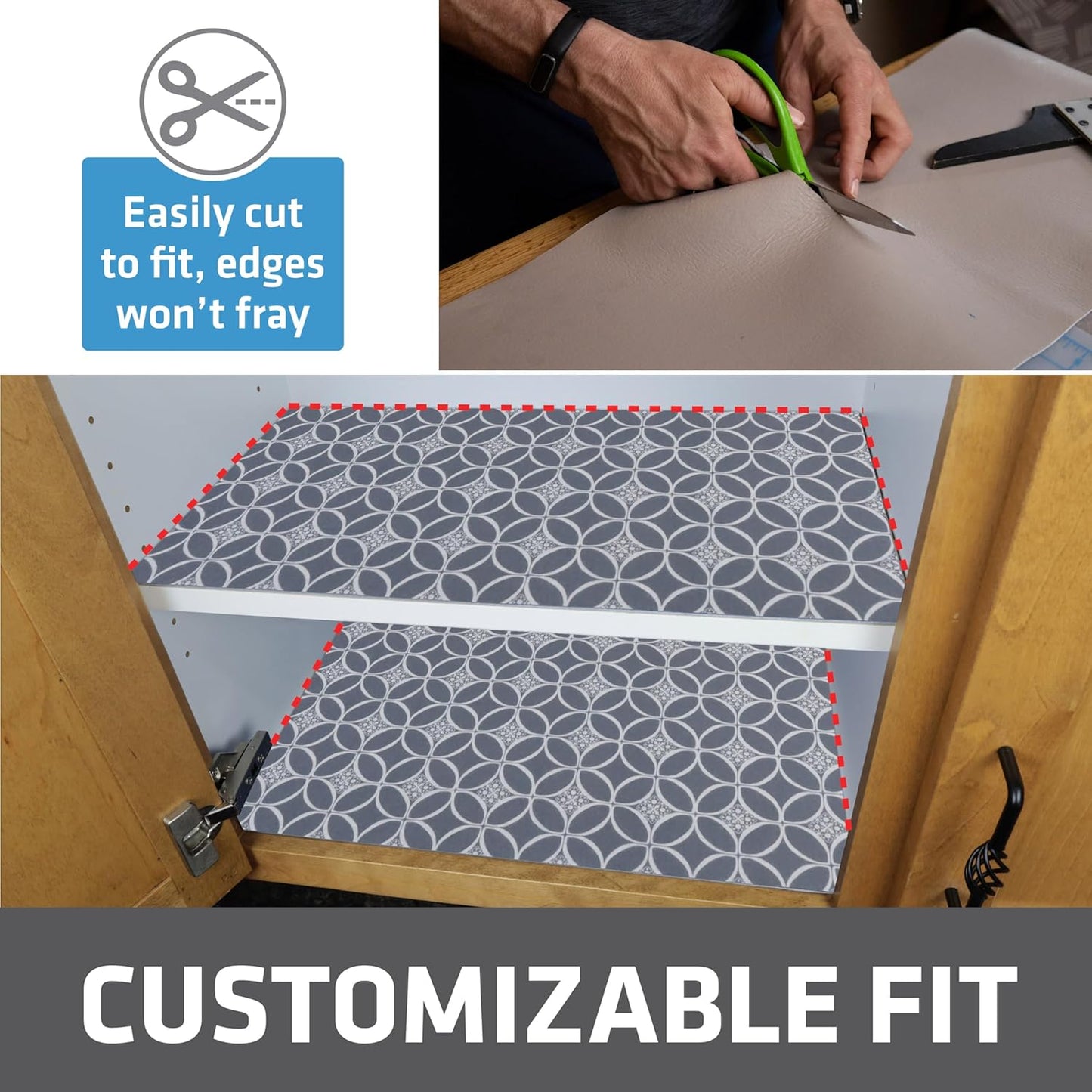 Drymate Premium Luxury Shelf & Drawer Liner, Thick Cushioned Fabric, Non-Adhesive, Absorbent, Waterproof, Slip-Resistant, Liners for Kitchen Cabinets (USA Made)(12”x59”)(24-Pack)(IndigoGrey)