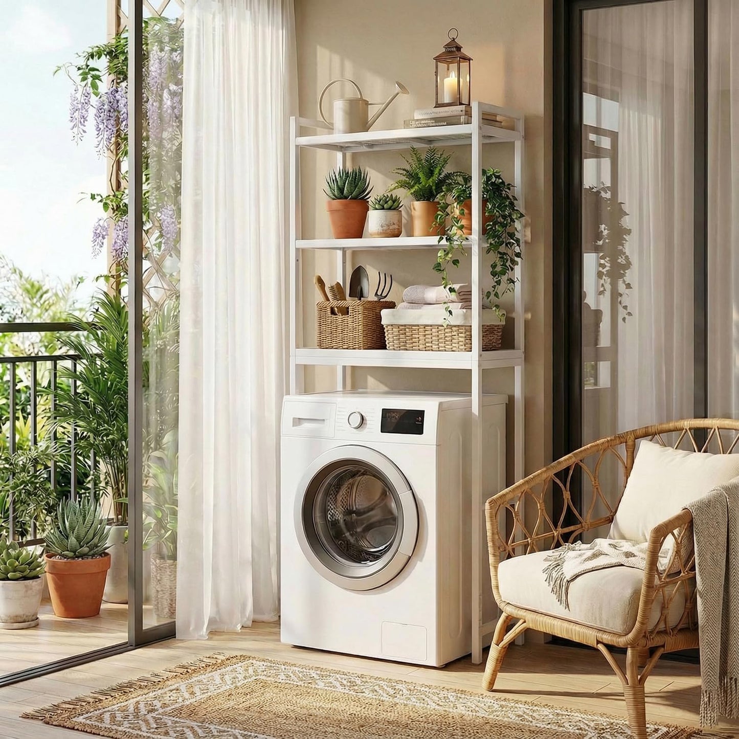 Gizoon 3 Tier Over The Toilet Storage Cabinet, Bamboo Bathroom Over Toilet Storage with Adjustable Shelves，Space-Saving Freestanding Shelves, 10.24"D x 24.8"W x 66.93"H, for Bathroom, Laundry Rooms