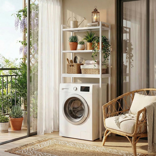 Gizoon 3 Tier Over The Toilet Storage Cabinet, Bamboo Bathroom Over Toilet Storage with Adjustable Shelves，Space-Saving Freestanding Shelves, 10.24"D x 24.8"W x 66.93"H, for Bathroom, Laundry Rooms