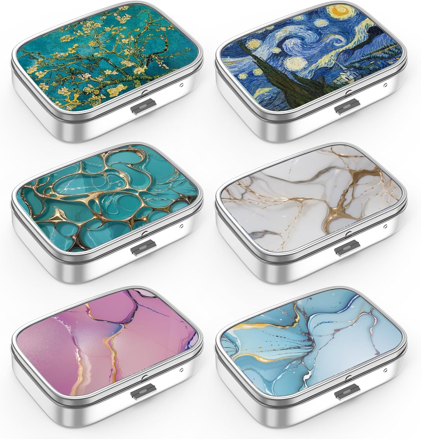 Pill Box 2 Compartment Small Pill Case,Portable for Pocket or Purse Pill Organizer Pill Container Holder to Hold Vitamins, Medication, Fish Oil and Supplements(6PCS)