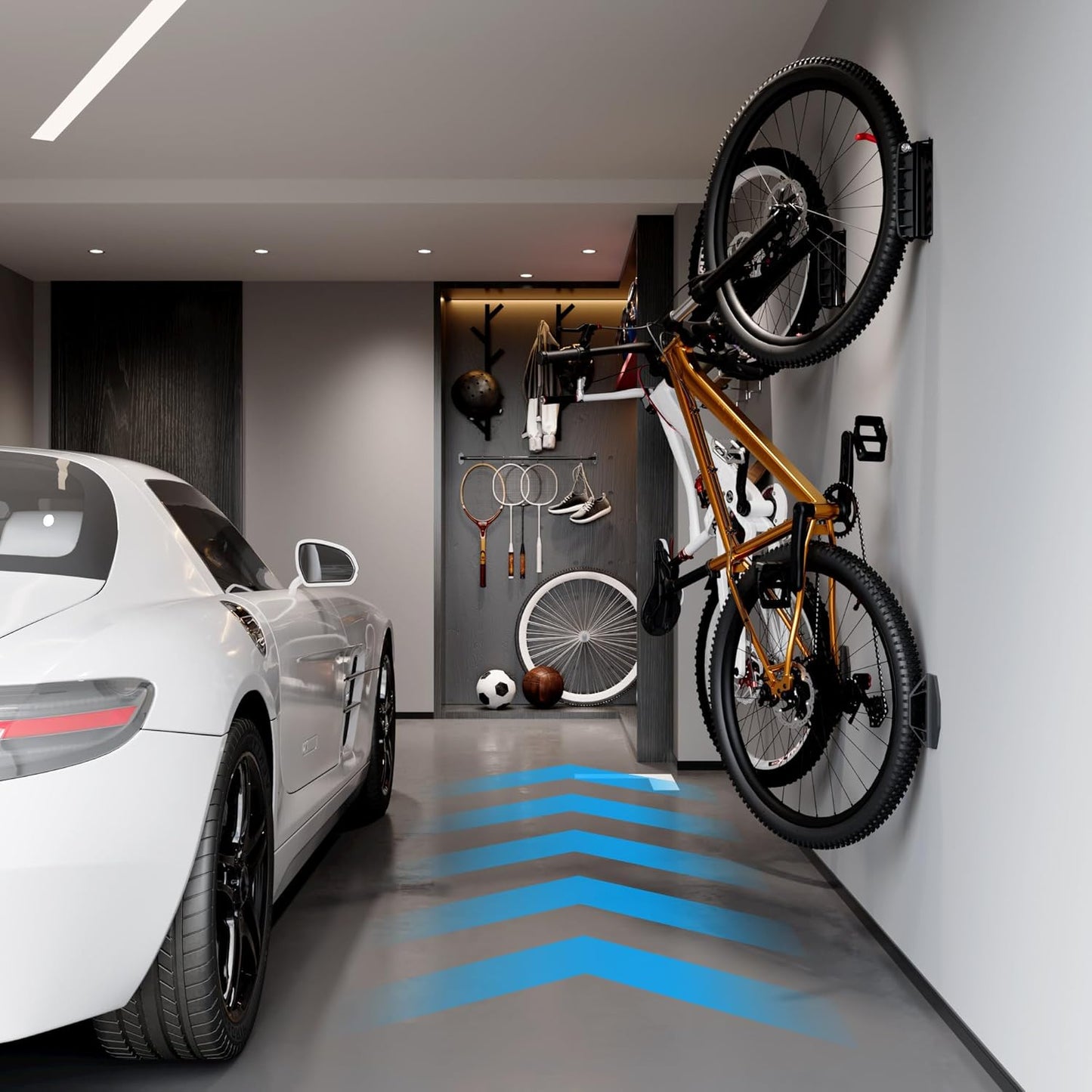 Swivel Bike Wall Mount, Bike Hangers for Garage, Space-Saving Bike Storage, Sturdy Bicycle Rack Can Holds Up to 77 lbs, Easy Install, 2 Pack
