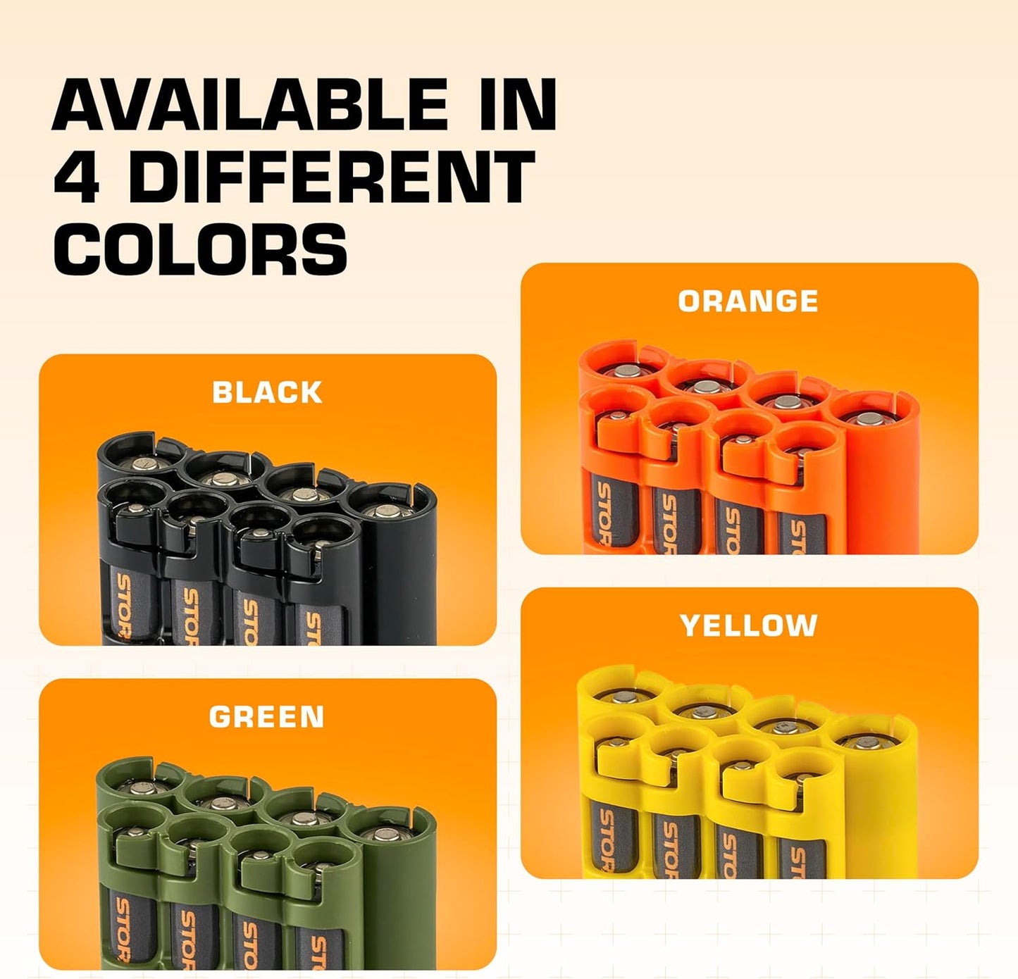 Storacell AA + AAA Combo Battery Storage Caddy and Dispenser (Pack of 2), Black, Holds 4 AA + 4 AAA Batteries (Not Included), Durable & Compact Design, The Original Battery Caddy, Made in The USA