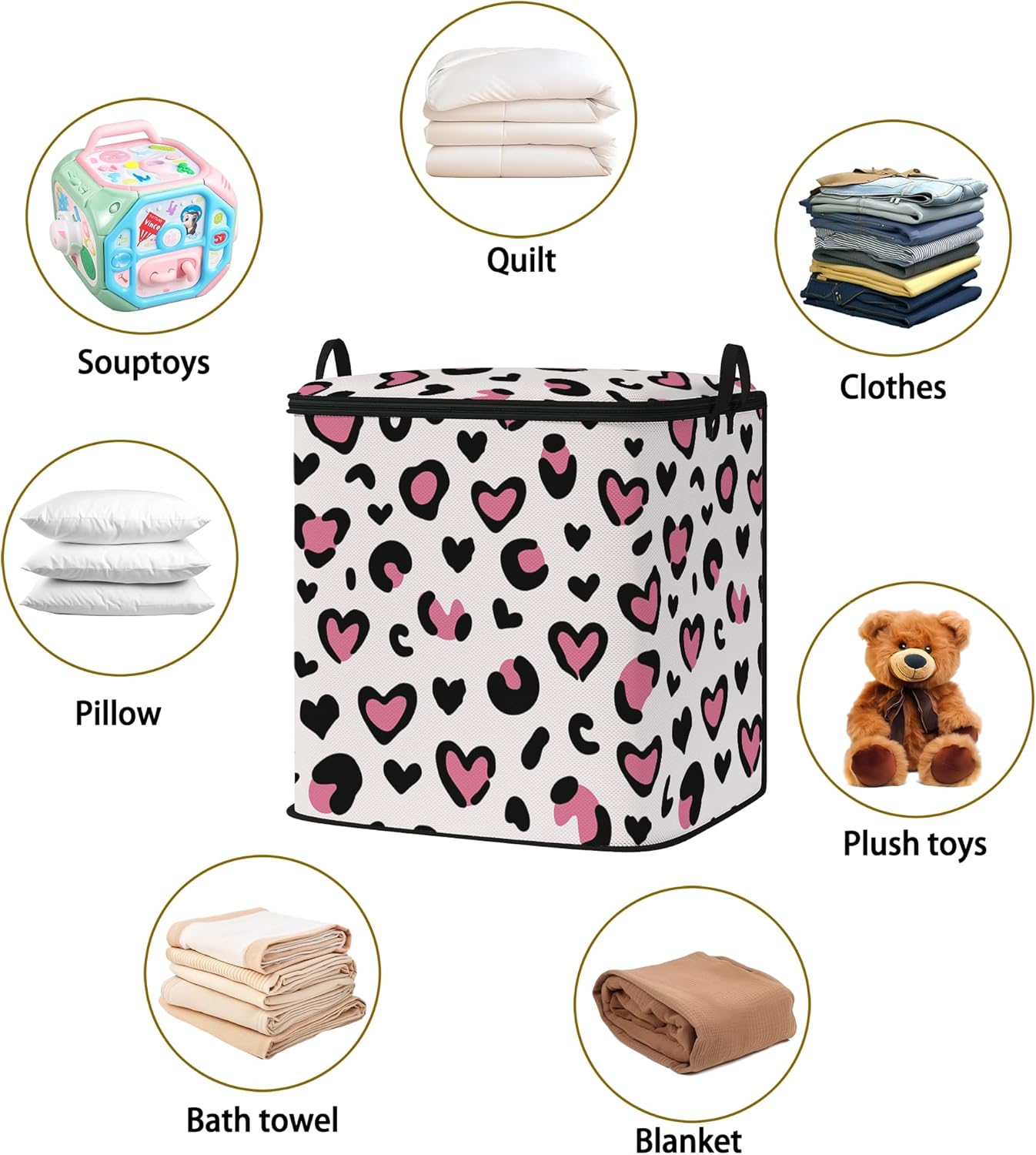 Large Comforter Storage Bag with Zipper,Closet Organizer for Clothes/Blankets/Quilts/Pillows,Fabric Storage Bags with Portable Handles 95L(2-Pack)