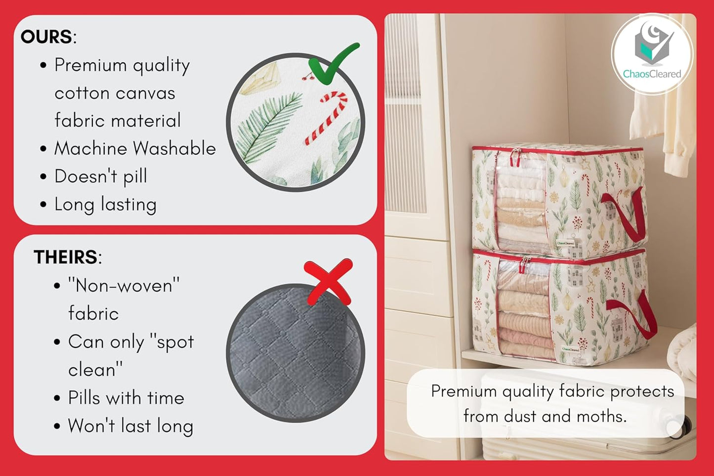 Canvas Storage Bags 2 Pack (Candycane Bag 2 Pack)