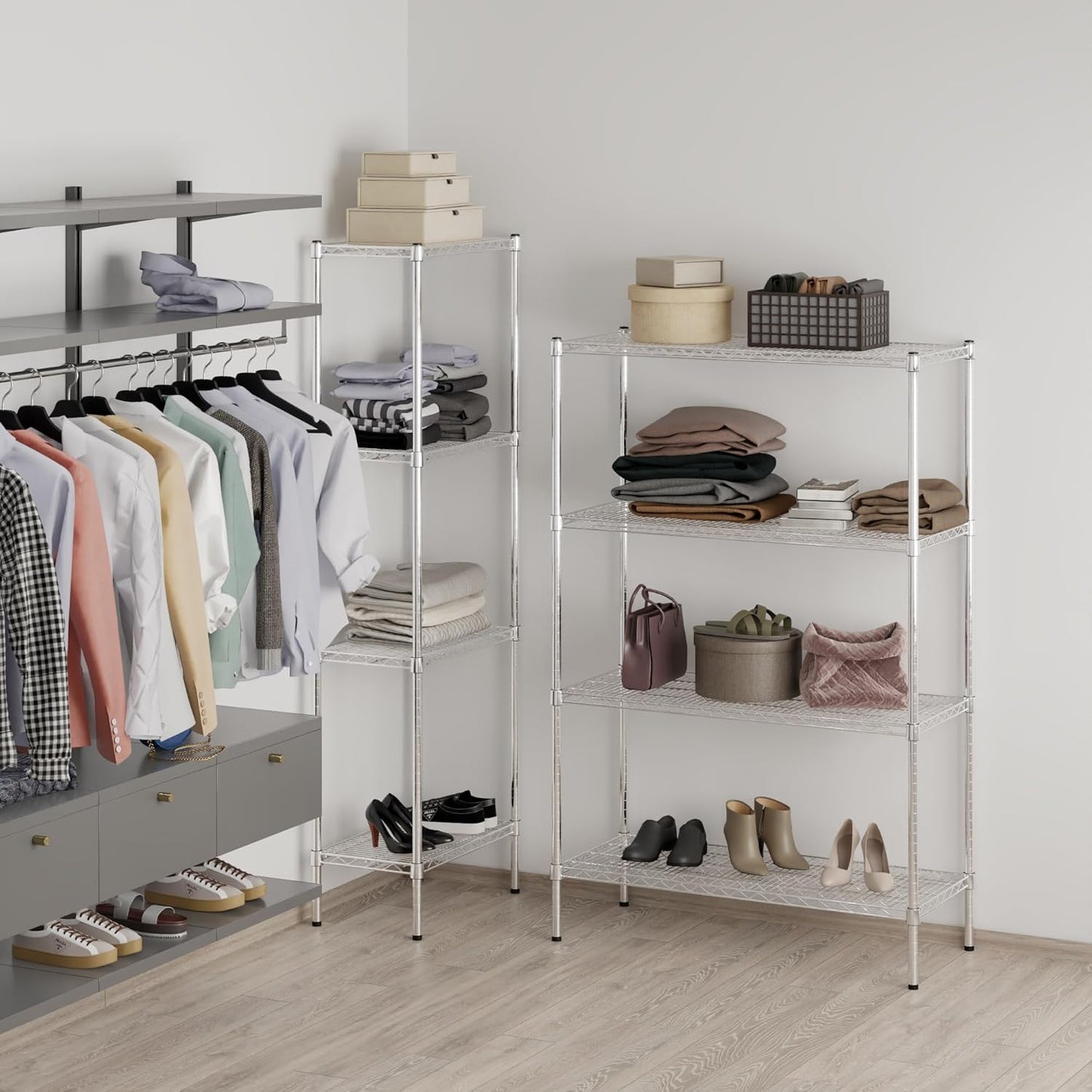 18" Deep x 42" Wide x 64" Height Wire Shelving Kit | 4-Tier | NSF Commercial Storage Rack Unit