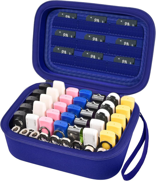 USB Flash Drive Case, Thumb Drive, Memory Card SD SDXC SDHC Card Holder Organizer, Electronic Accessories Storage Bag for SanDisk/SamData/Samsung/TOPESEL/Memory Stick/YubiKey - Blue(Box Only)