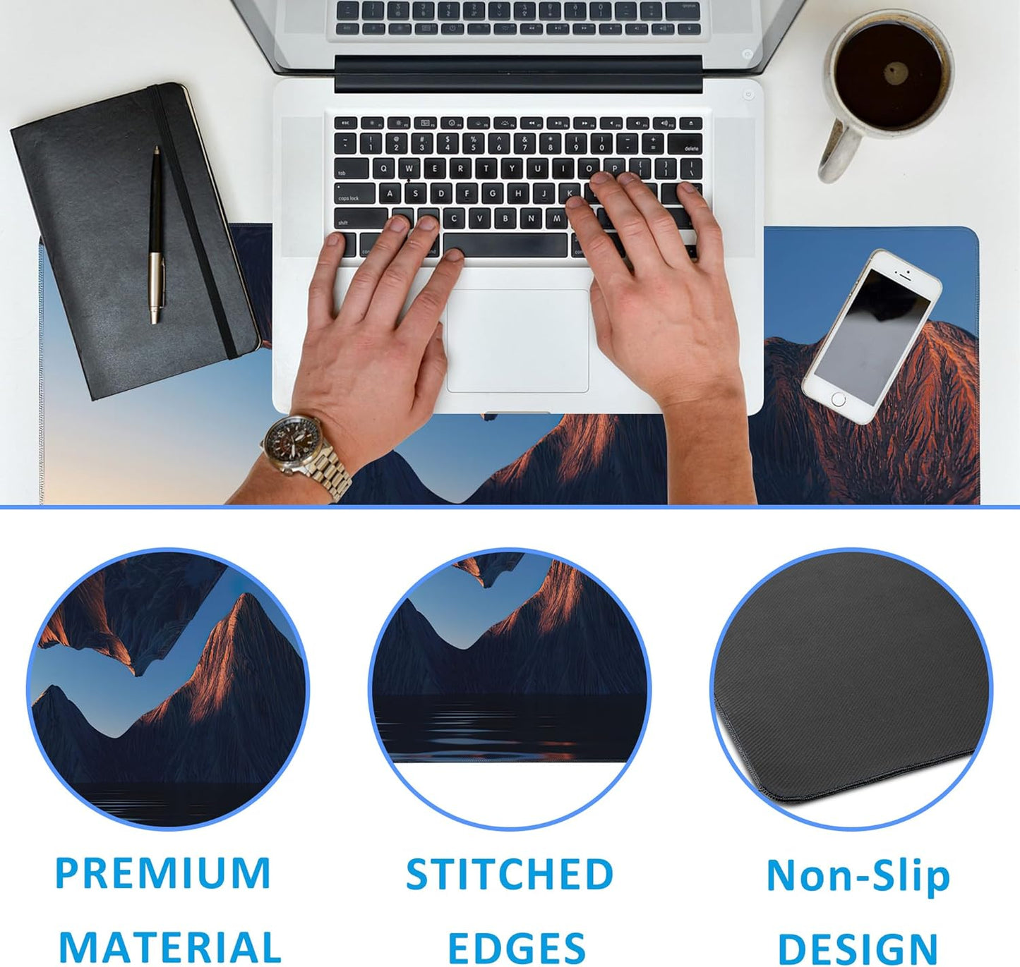 Fantasy Landscape Large Gaming Mouse Pad,Waterproof Desk Mat for Desktop,Non-Slip Rubber Base Mousepad with Stitched Edges for Laptop Office and Home 35.4X15.7 Inch
