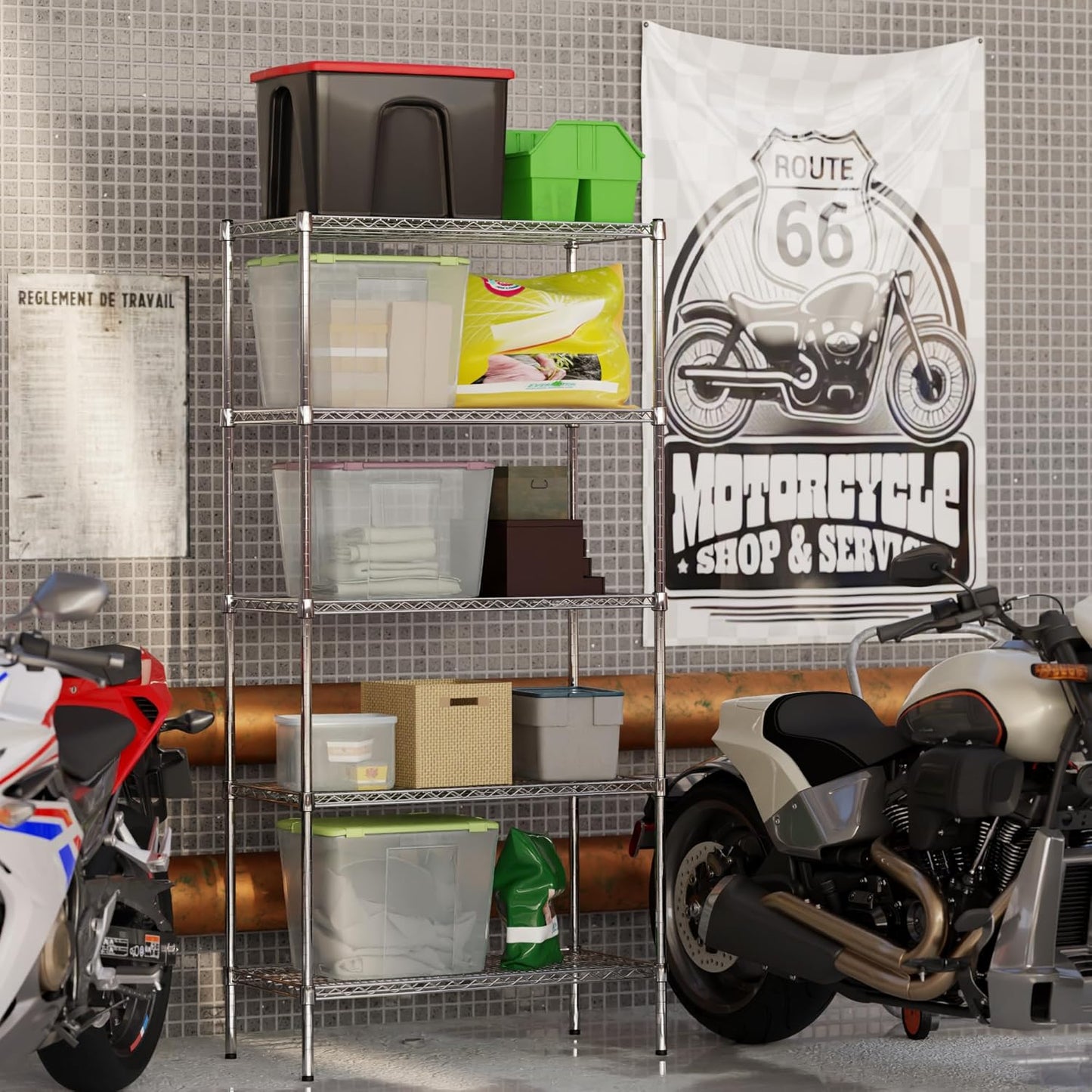 18" Deep x 36" Wide x 74" Height Wire Shelving Kit | 5-Tier | NSF Commercial Storage Rack Unit