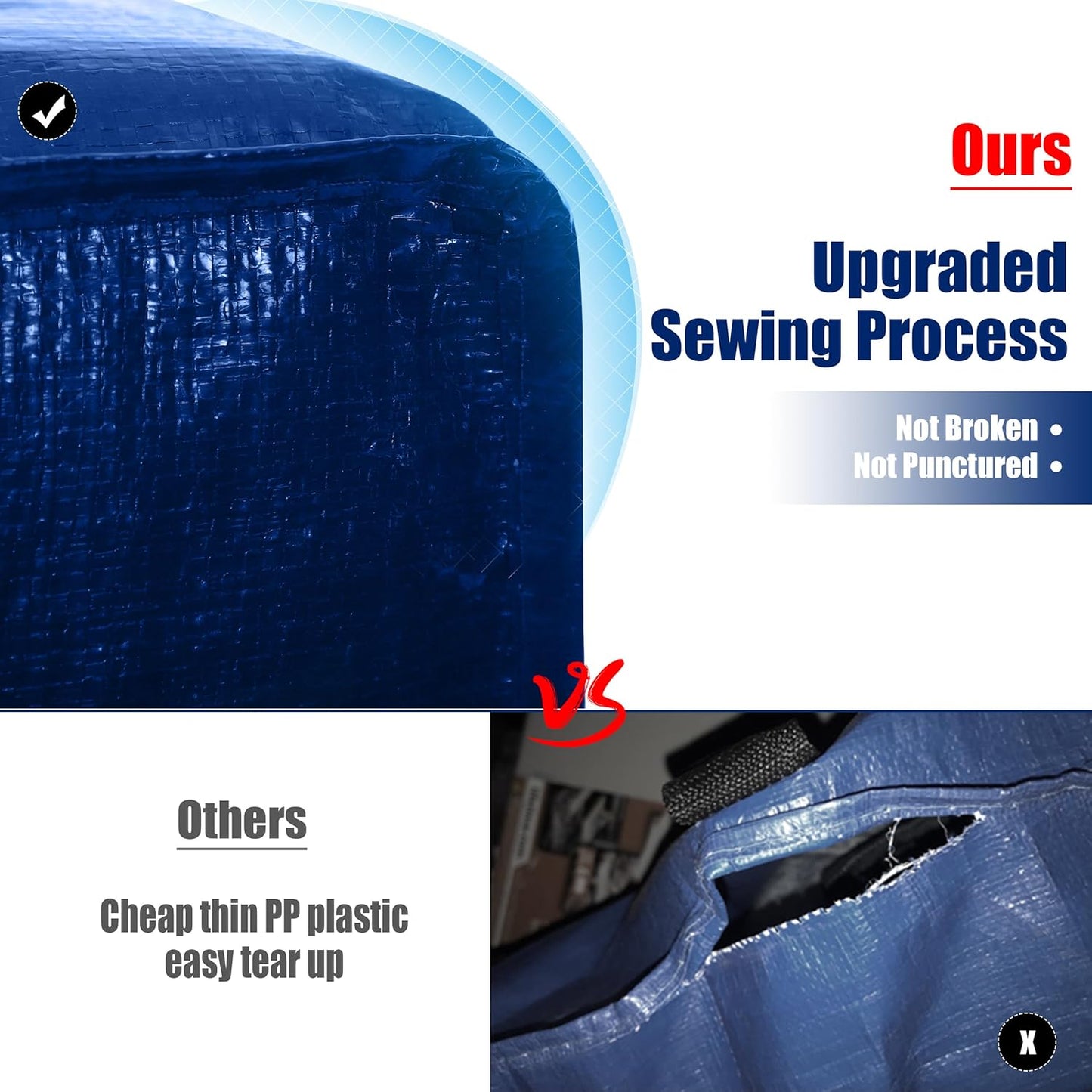 Cosy Family 12 Pack Heavy Duty Moving Bags with Backpack Straps - Strong Handles & Zippers, Storage Totes For Space Saving, Fold Flat, Alternative to Moving Box (X-Large-Set of 12, Blue)