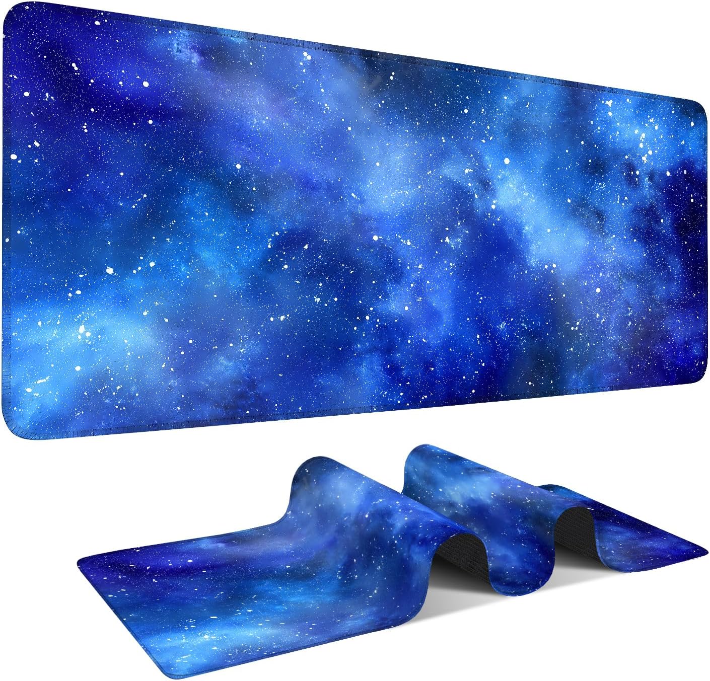 Starry Sky Gaming Mouse Pad 35.4"x15.7"Desk Mat Anti-Slip Rubber Base & Durable Stitched Edges for Gamers Smooth Mouse Writing Surface for Desk Office/Home