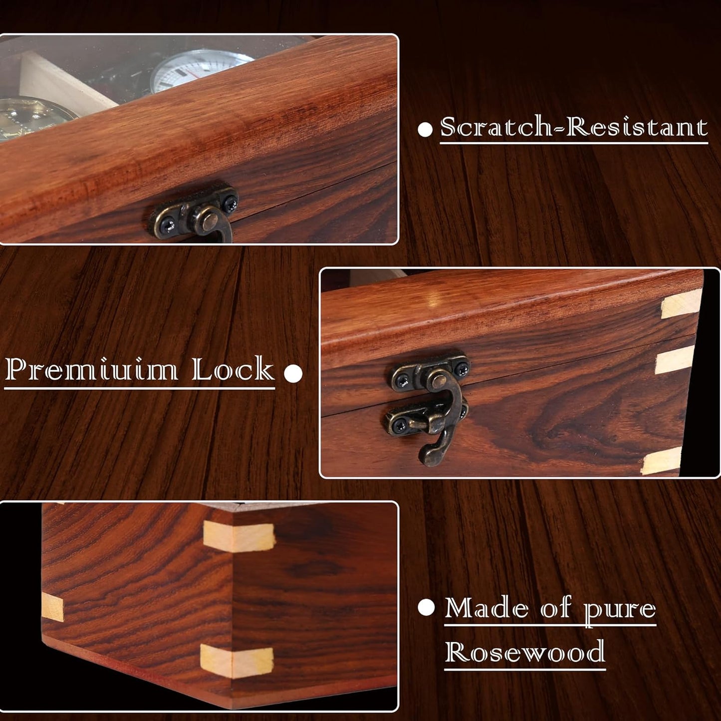 Wooden Watch Box for Men & Women, Watch Organizer & Display Case, Premium Long-Lasting Watch Holder for Storage, Elegant Gift for Watch Collectors (Glass Top, 6 Slots)