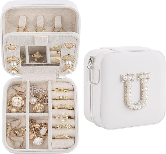 Birthday Gifts For Women, Initial Jewelry Box, Travel Jewelry Case, Gifts for Wife Girlfriend, Small Travel Jewelry Organizer, Gift for Girls, Graduation Gifts for Her, Bridesmaid Gifts