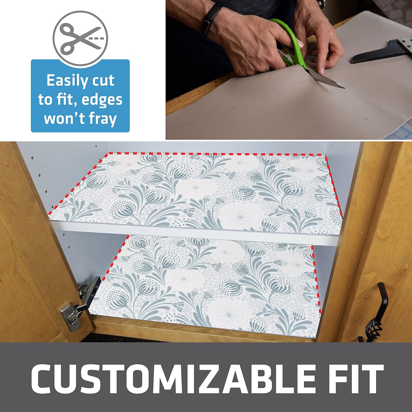Drymate Premium Luxury Shelf & Drawer Liner, Thick Cushioned Fabric, Non-Adhesive, Absorbent, Waterproof, Slip-Resistant, Liners for Kitchen Cabinets, Cupboards (USA Made)(12”x59”)(2-Pack)(Light Blue)
