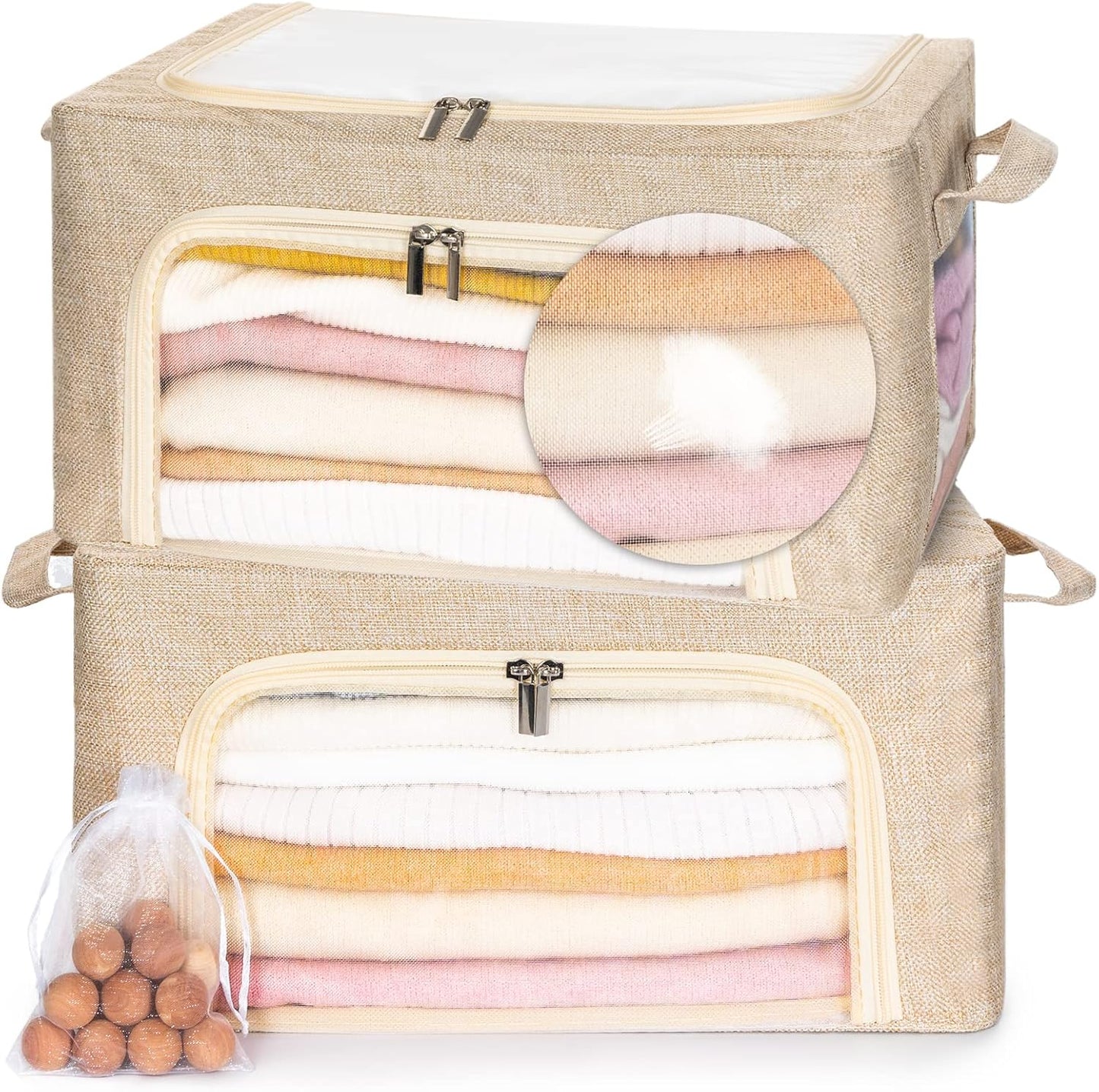 22L Cashmere Sweater Storage Bag And Natural Cedar Ball | BREATHABLE Cashmere Protection Pouch Friendly For Merino Wool/Knit Sweater Storage for Closet Shelf Stackable Knitwear Wool Clothes Organizer