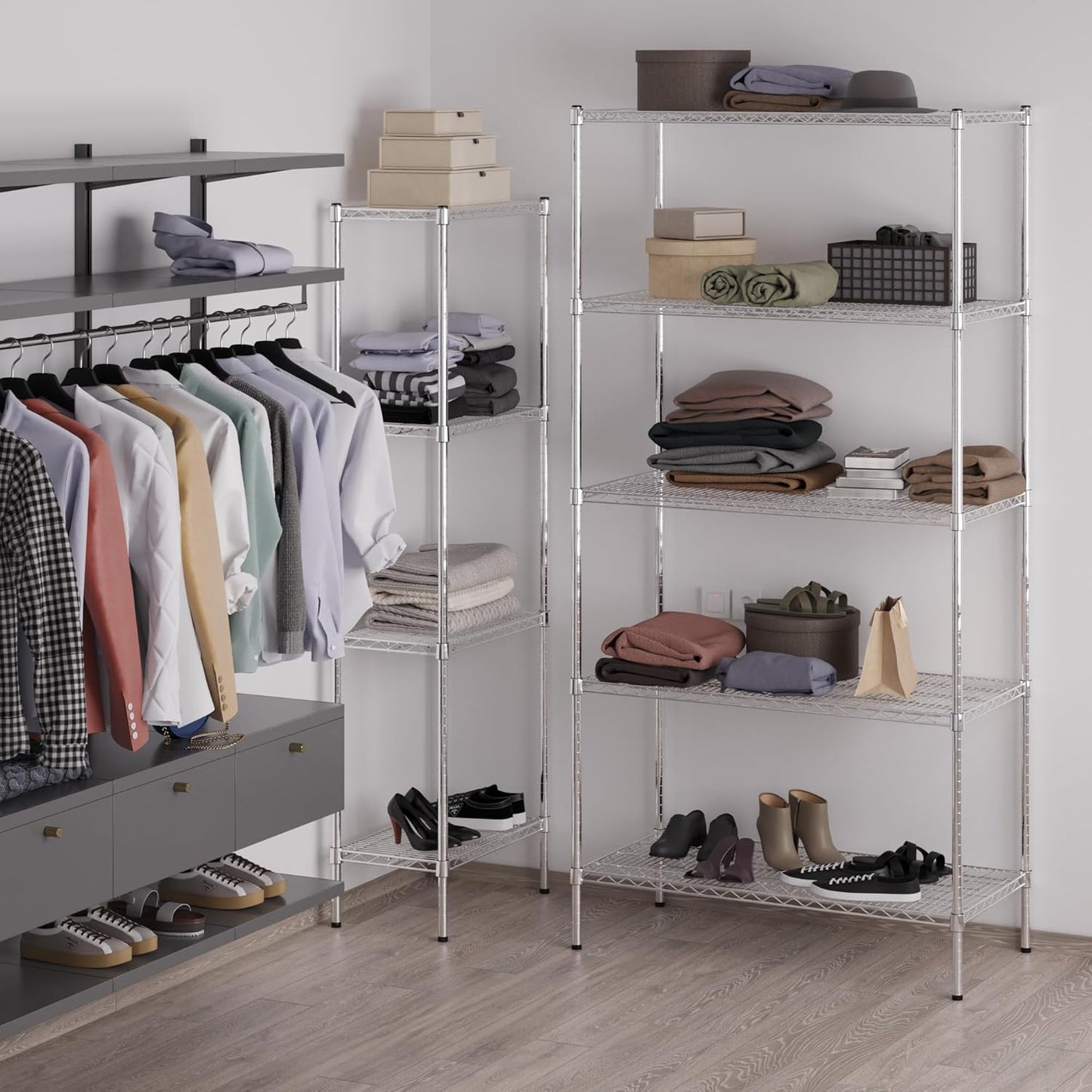 21" Deep x 42" Wide x 86" Height Wire Shelving Kit | 5-Tier | NSF Commercial Storage Rack Unit
