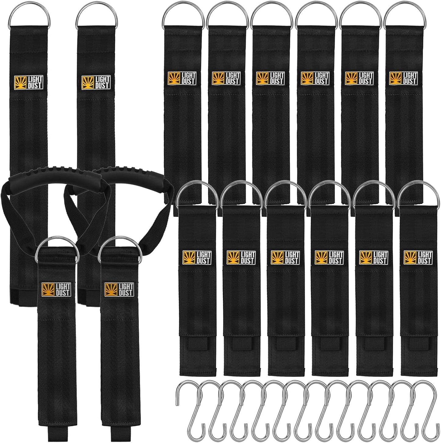 Hanging Extension Cord Holder - 16Pack 13" 22" 35" Handle Wrap Straps with S Hooks Heavy Duty Garage Organizer Tool Hangers - Garden Hose Power Electrical Cable Rope RV Shed Storage and Organization