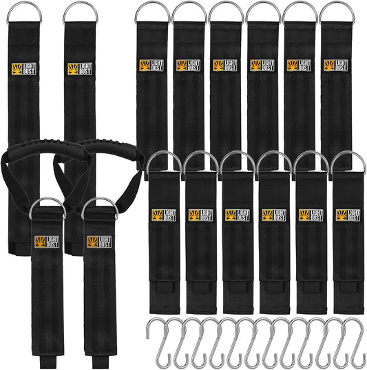 Hanging Extension Cord Holder - 16Pack 13" 22" 35" Handle Wrap Straps with S Hooks Heavy Duty Garage Organizer Tool Hangers - Garden Hose Power Electrical Cable Rope RV Shed Storage and Organization