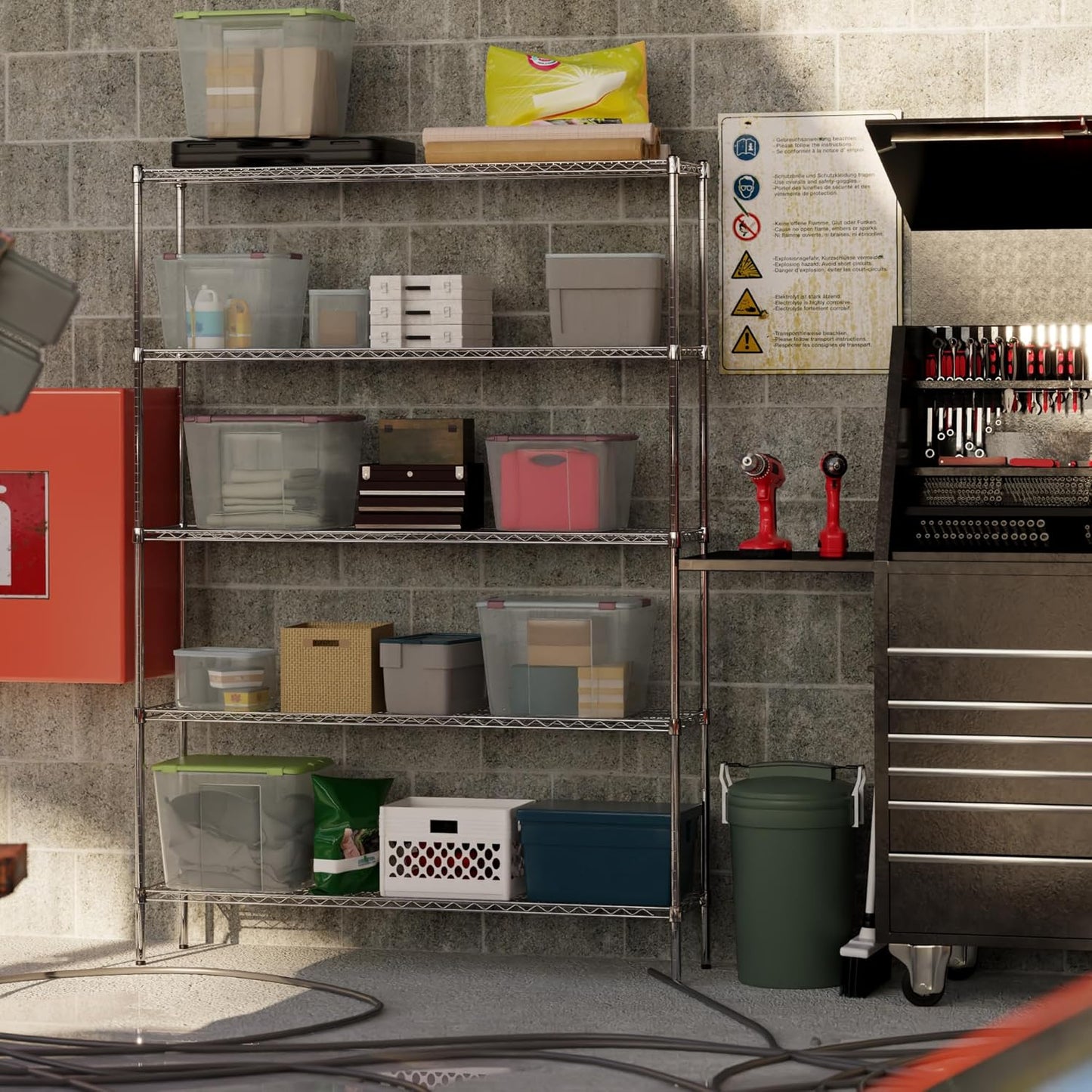 14" Deep x 60" Wide x 86" Height Wire Shelving Kit | 5-Tier | NSF Commercial Storage Rack Unit