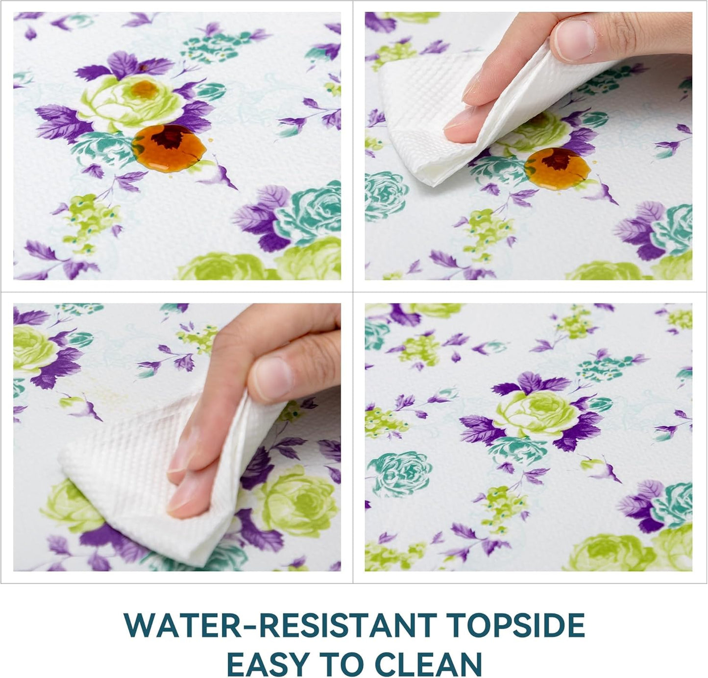 18" W x 96" L Floral Drawer and Shelf Liner for Cabinets, Non-Adhesive Strong Grip Non-Slip Flower Shelf Cabinet Kitchen Shelf Liners for Kitchen Cabinets