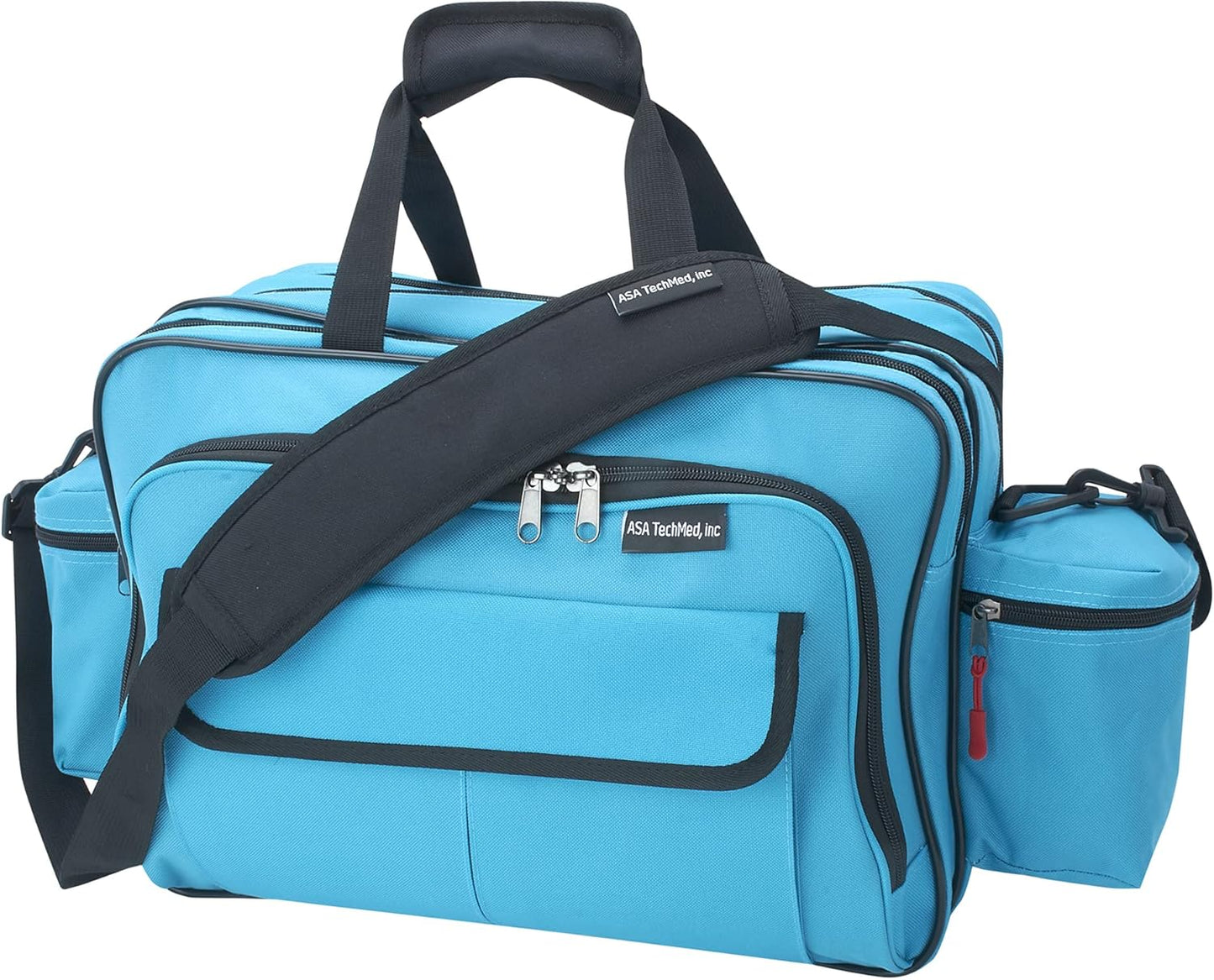 ASA TECHMED Nursing Bag with Compartments – Durable Medical Equipment Shoulder Bag for Nurses, Physicians, EMTs, Multi-Pocket, Nylon Reinforced, Adjustable Straps (Teal)