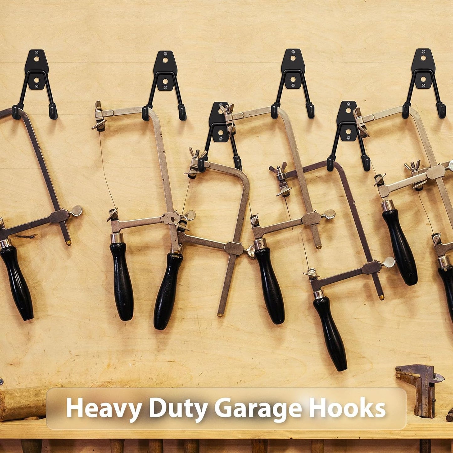 Garage Hooks with Anti-Slip Coating,Heavy Duty Wall Mount Storage Hooks for Hanging Bike,Hose,Ladder,Yard,Garden Tools (8 Pack Black 4.5x2.75 inch)
