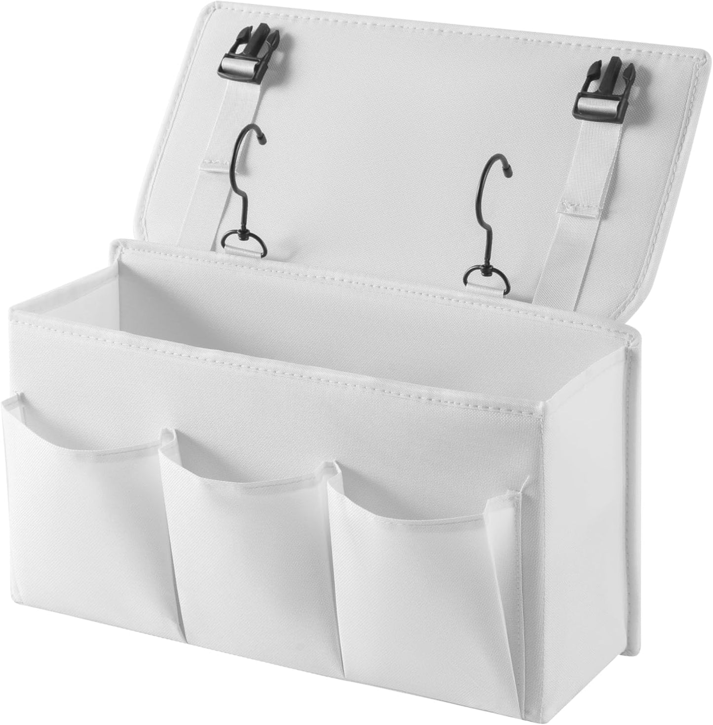 Bedside Caddy Bedside Storage Organizer,Bed Caddy With Thickened Material Suitable for Homes, Dormitories, Hospitals, Cribs, RVs，Great for Magazines,Books,Remote, Phone (white)