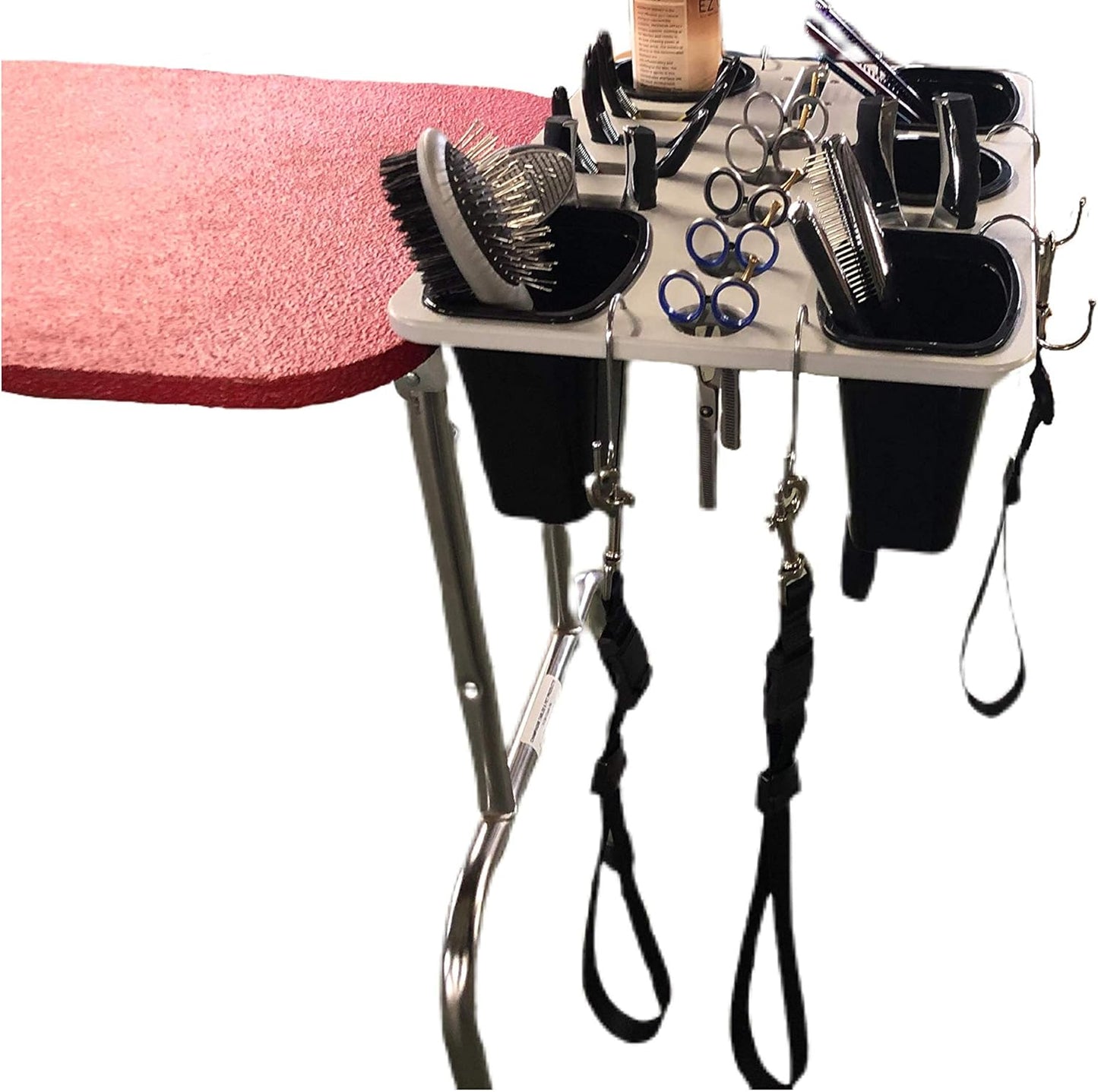 Resco Dog Grooming Table Tray with Tool Holder, 2 Cup Holder, Cell Phone Holder