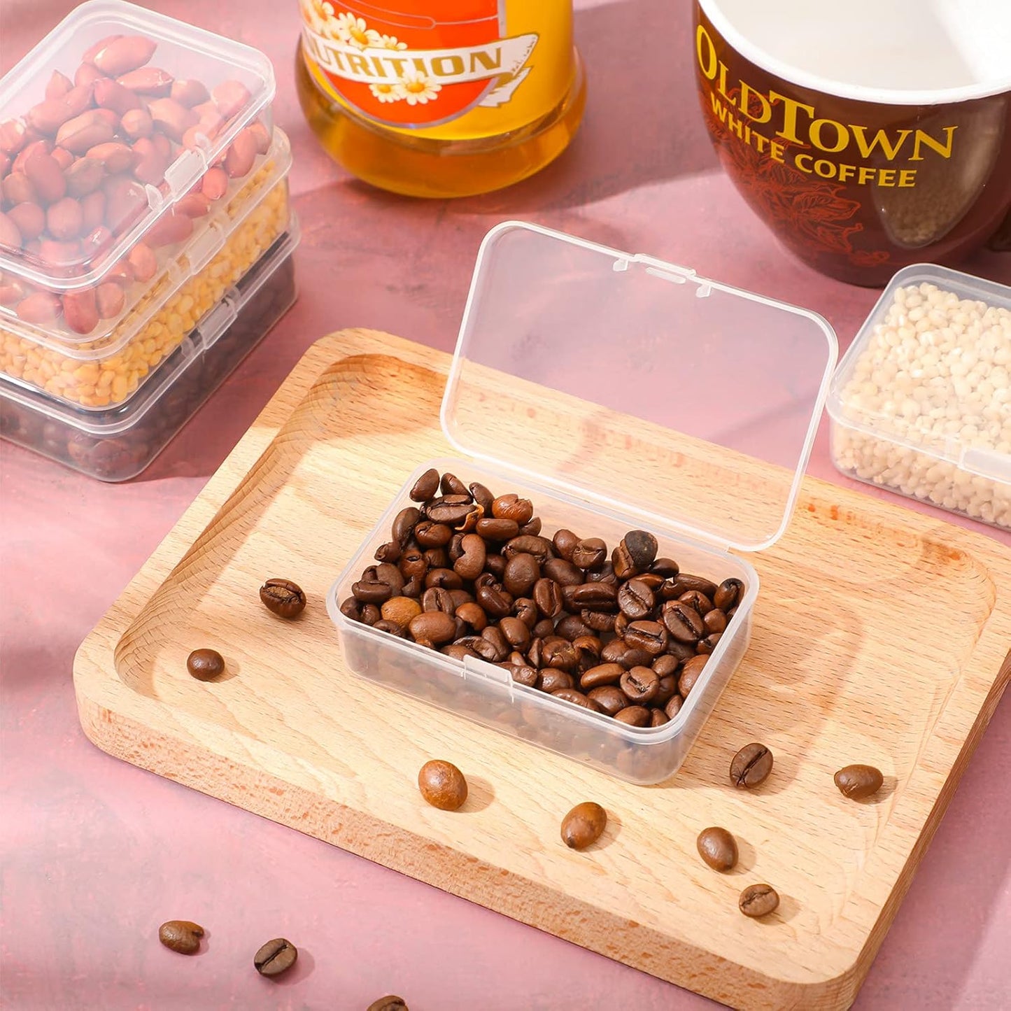 SATINIOR 48 Packs Clear Small Plastic Containers Transparent Storage Box with Hinged Lid for Small Items Crafts Jewelry (3.27x2.13x1.02 Inches)