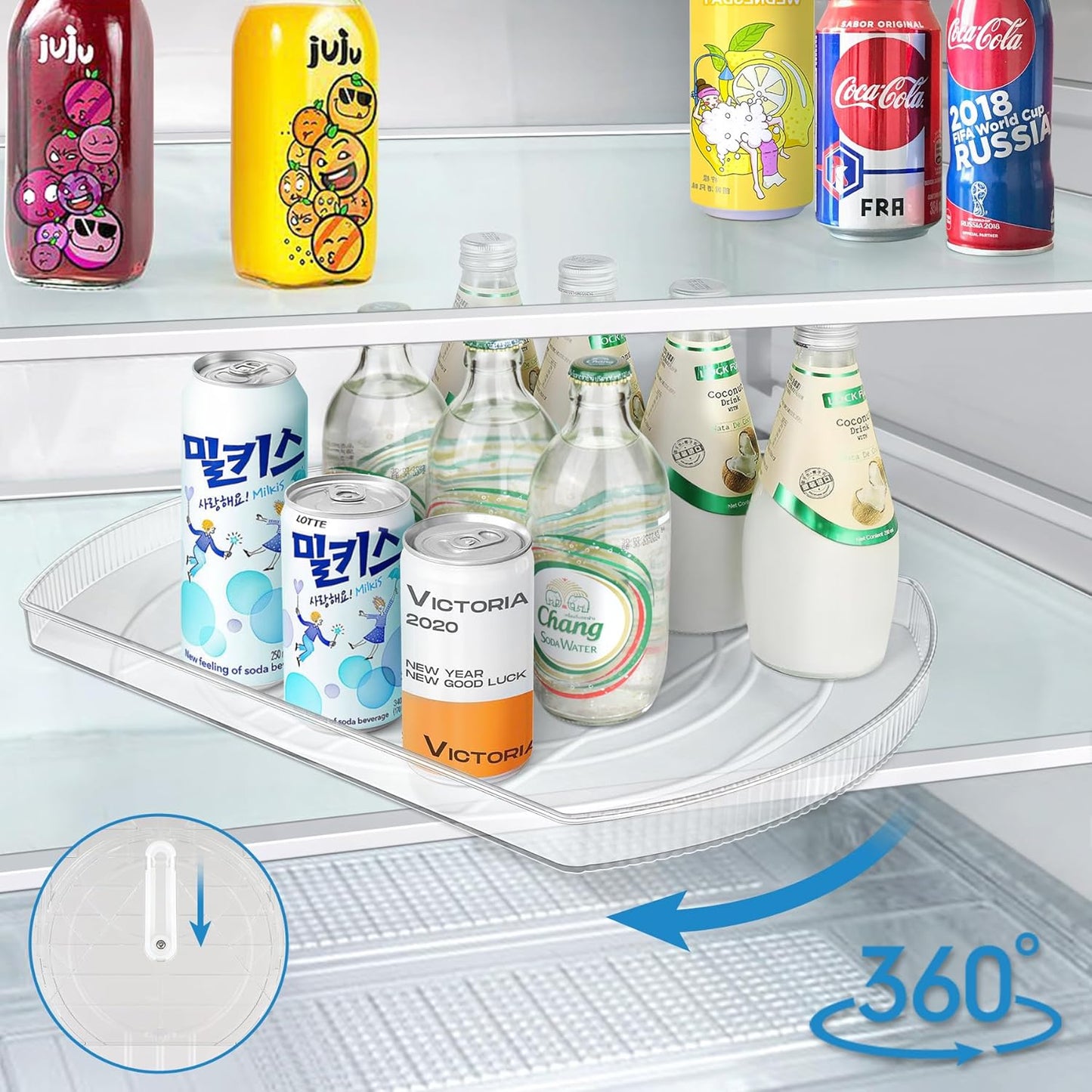 FIRJOY Lazy Susan Turntable for Refrigerator, Square Turntable Organizer for Fridge Cabinet, Pantry, Countertop (15.3" x 11.1" Rectangle 2 Pack - Clear)
