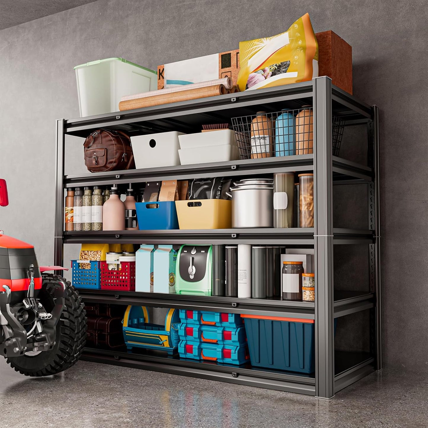 5-Tier 60" W x 24" D x 72" H Garage Shelving Units 3000LBS Shelves Garage Heavy Duty Metal Shelf Unit Adjustable Basement Industrial Storage Racks