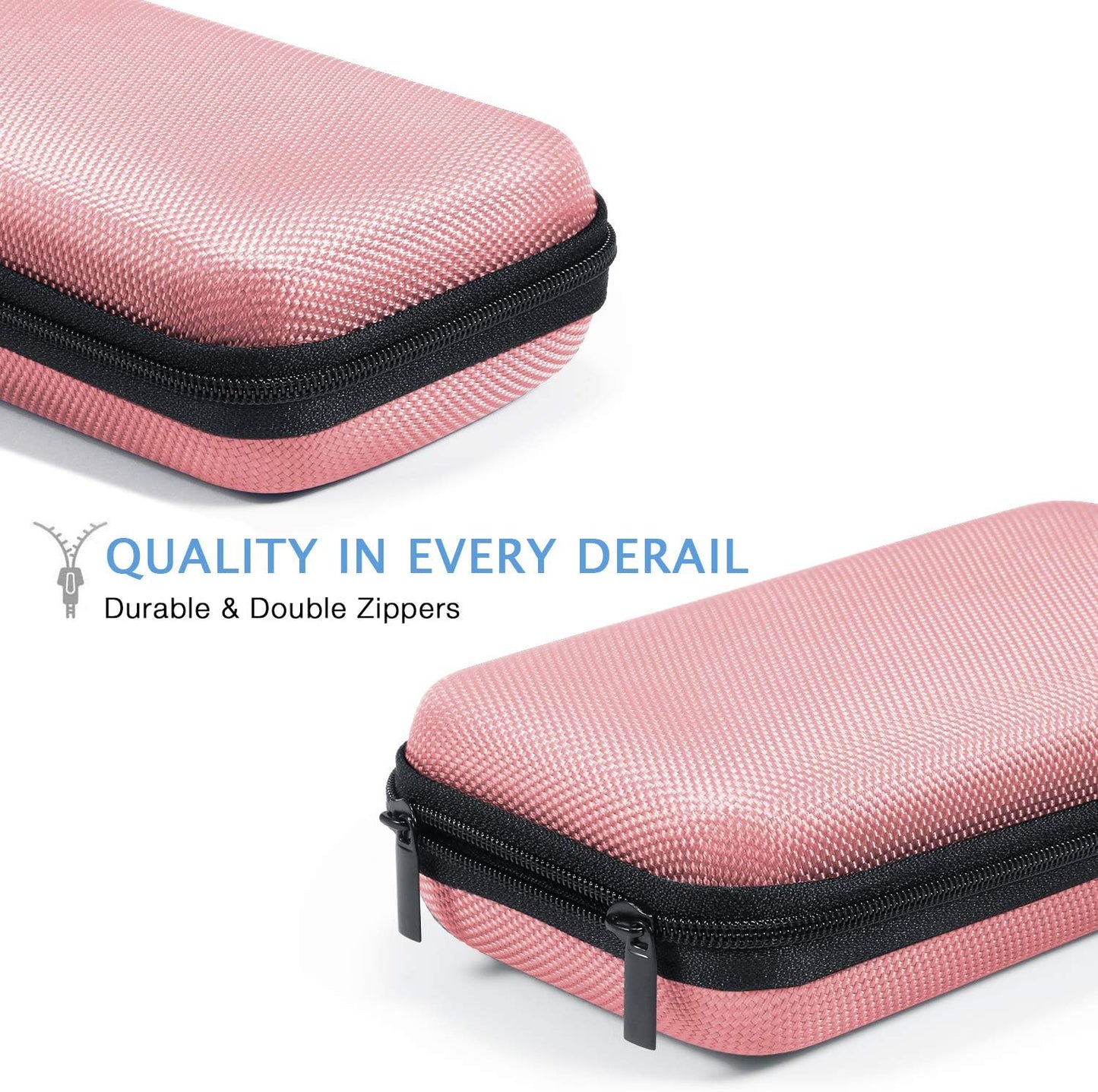 GLCON Cell Phone Carrying Case - Portable Hard EVA Charger Case - High Protection Small Zipper Travel Pouch Storage Bag Electronic Organizer for Battery, GPS, Hard Drive, Charging Cable, Cord - Pink