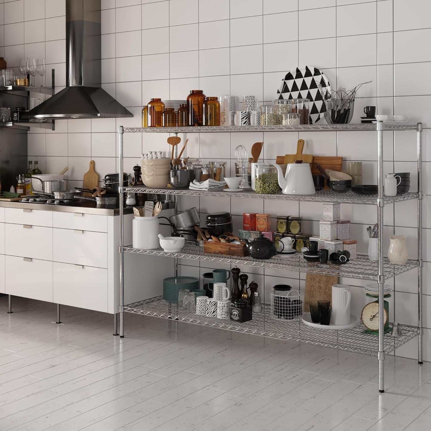 24" Deep x 72" Wide x 54" Height Wire Shelving Kit | 4-Tier | NSF Commercial Storage Rack Unit