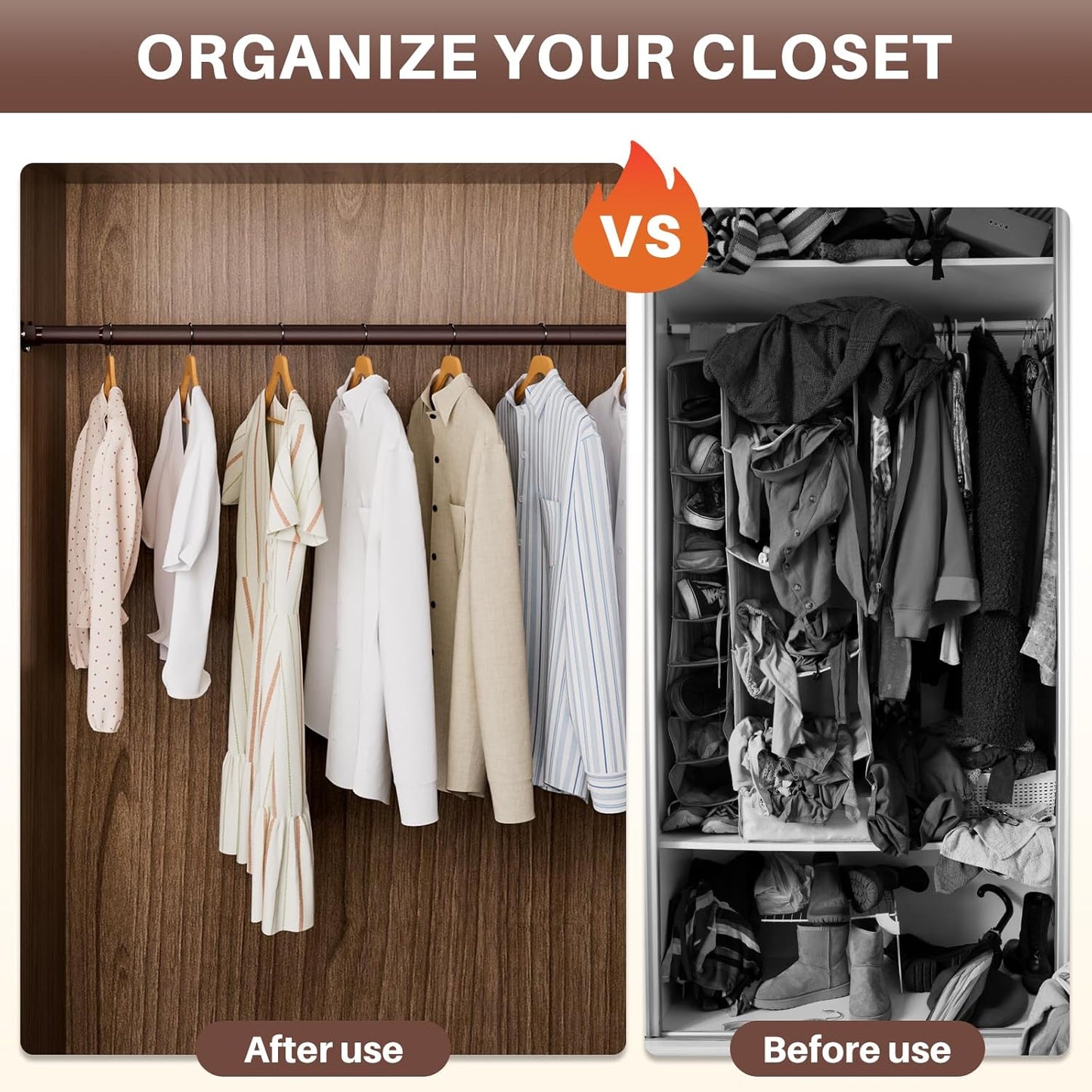 Closet Rod - Closet Rods for Hanging Clothes, 17 to 82 inch Adjustable Closet Hanging Rod, Heavy Duty Clothes Rod Clothing Bar, Closet Poles for Hanging Clothes for Wardrobes, Shower Curtain