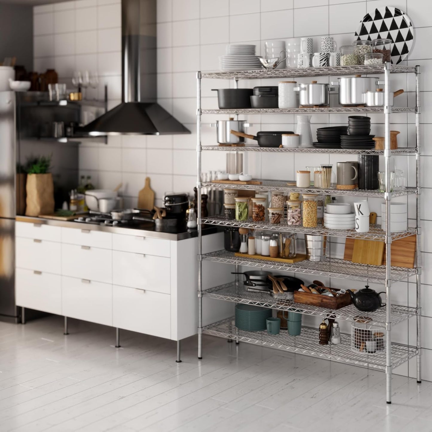 18" Deep x 54" Wide x 74" Height Wire Shelving Kit | 8-Tier | NSF Commercial Storage Rack Unit
