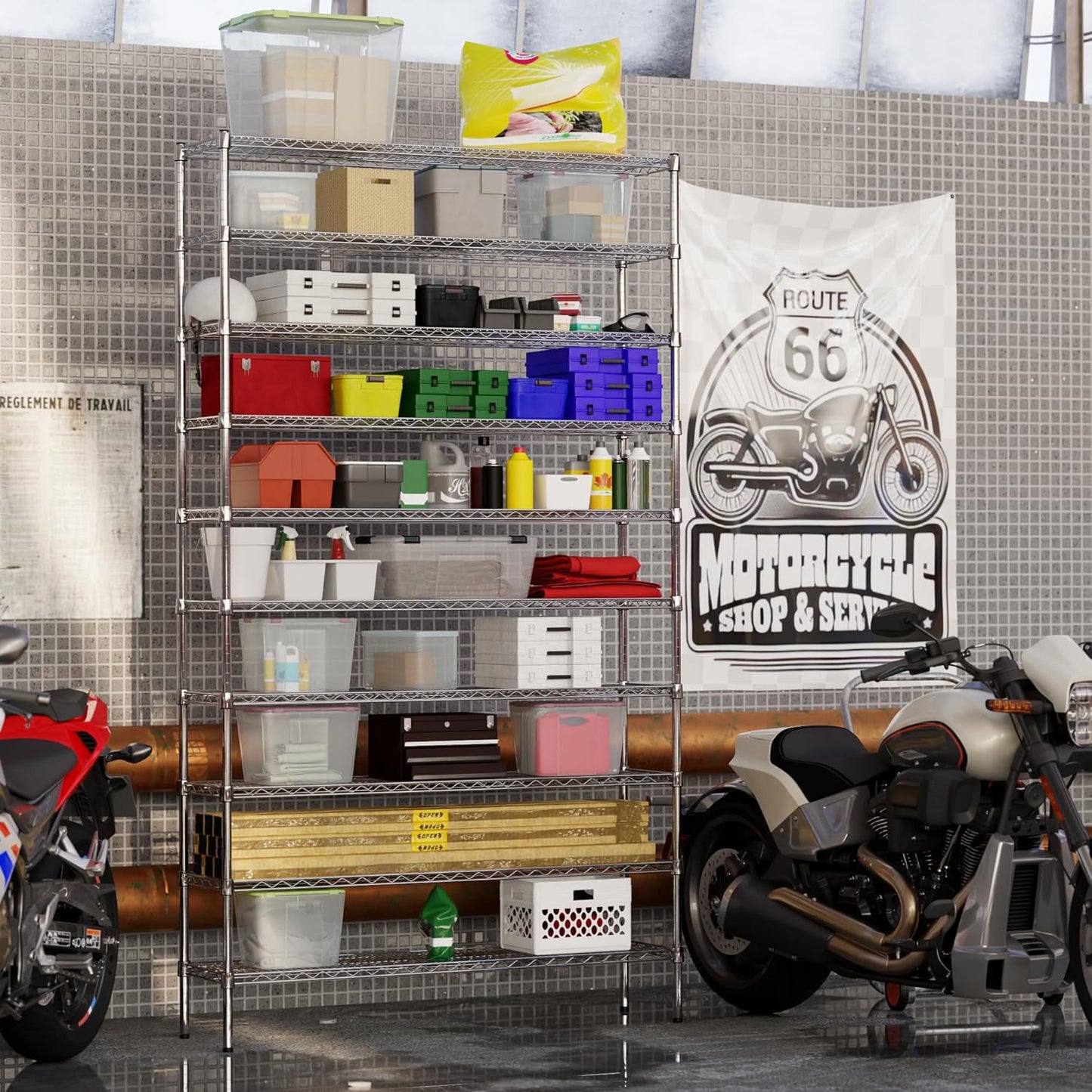 14" Deep x 54" Wide x 96" Height Wire Shelving Kit | 10-Tier | NSF Commercial Storage Rack Unit
