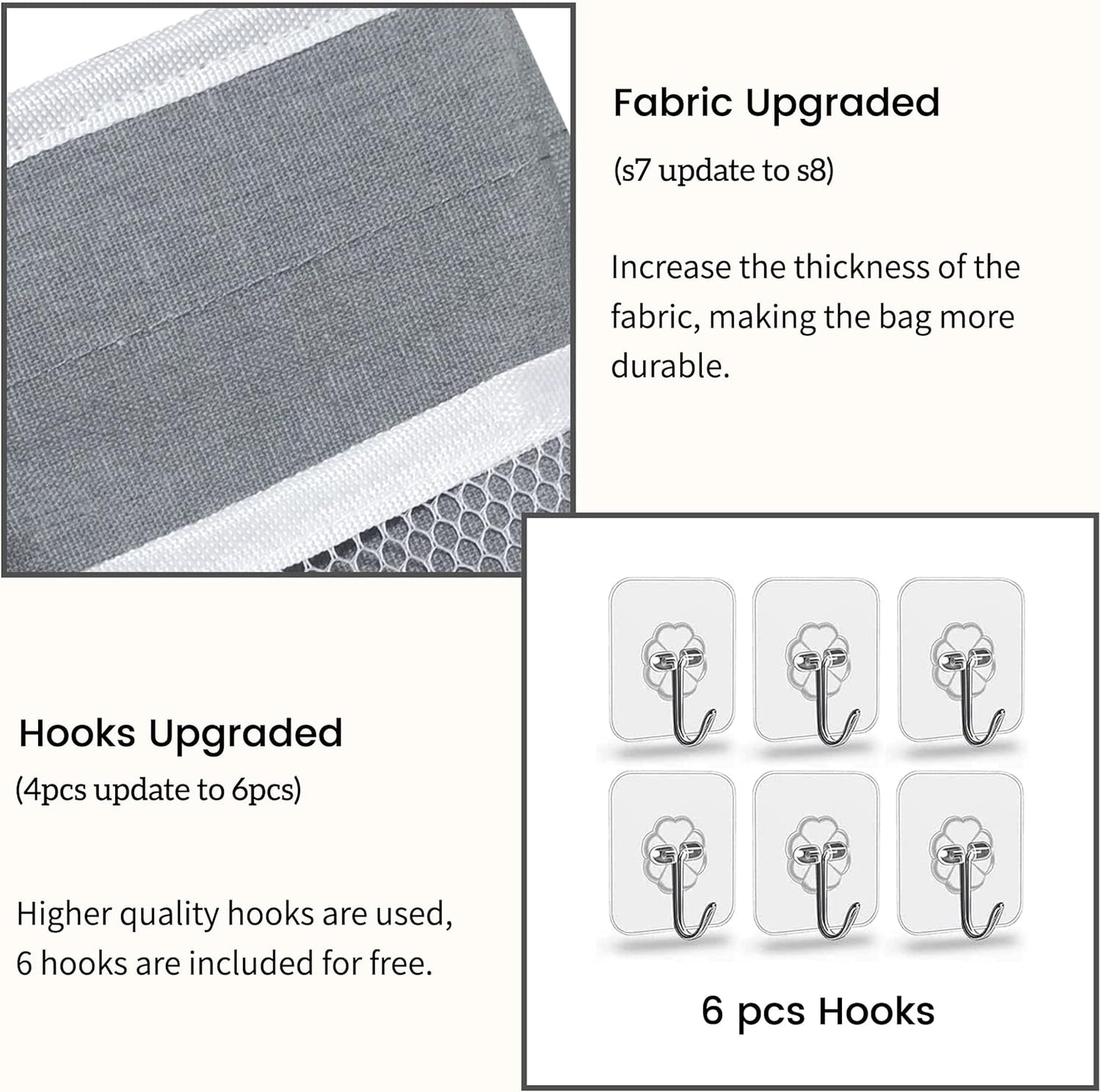 2pcs 3-pockets Large Wall Hanging Organizer Bag, Linen Fabric Door Hanging Storage Baskets with Pockets, Waterproof Bin for Kitchen, Bedroom, Office, RV Camper (Khaki-2pcs)