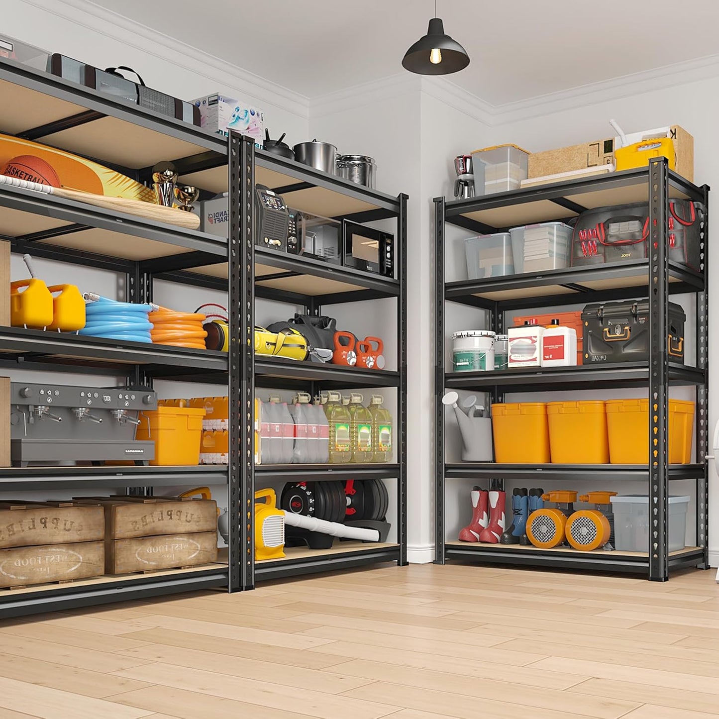 REIBII 2020LBS Garage Shelving Heavy Duty 5 Tier Storage Shelves Adjustable Garage Shelves, Utility Rack Shelf, Shelving Units for Storage Warehouse Pantry Closet, 35.5" W x 11.9" D x 72" H, 2 Pack