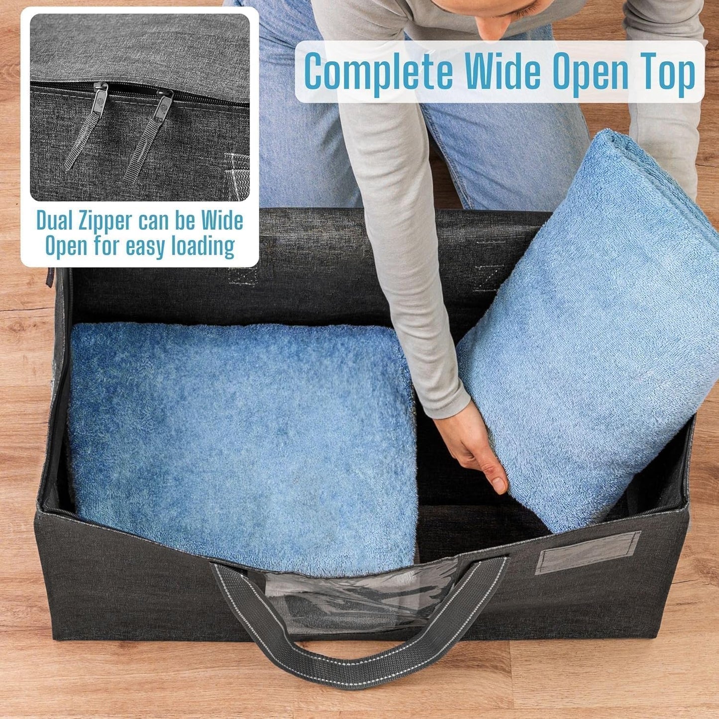 VENO 10 Pack Moving Bags, Comforter and Blanket Storage Bags for Closet, Moving Boxes, Boxes with Lids Alternative, College Dorm Packing Supplies, Foldable Heavy-Duty Tote with Window (Gray, 10 Pack)