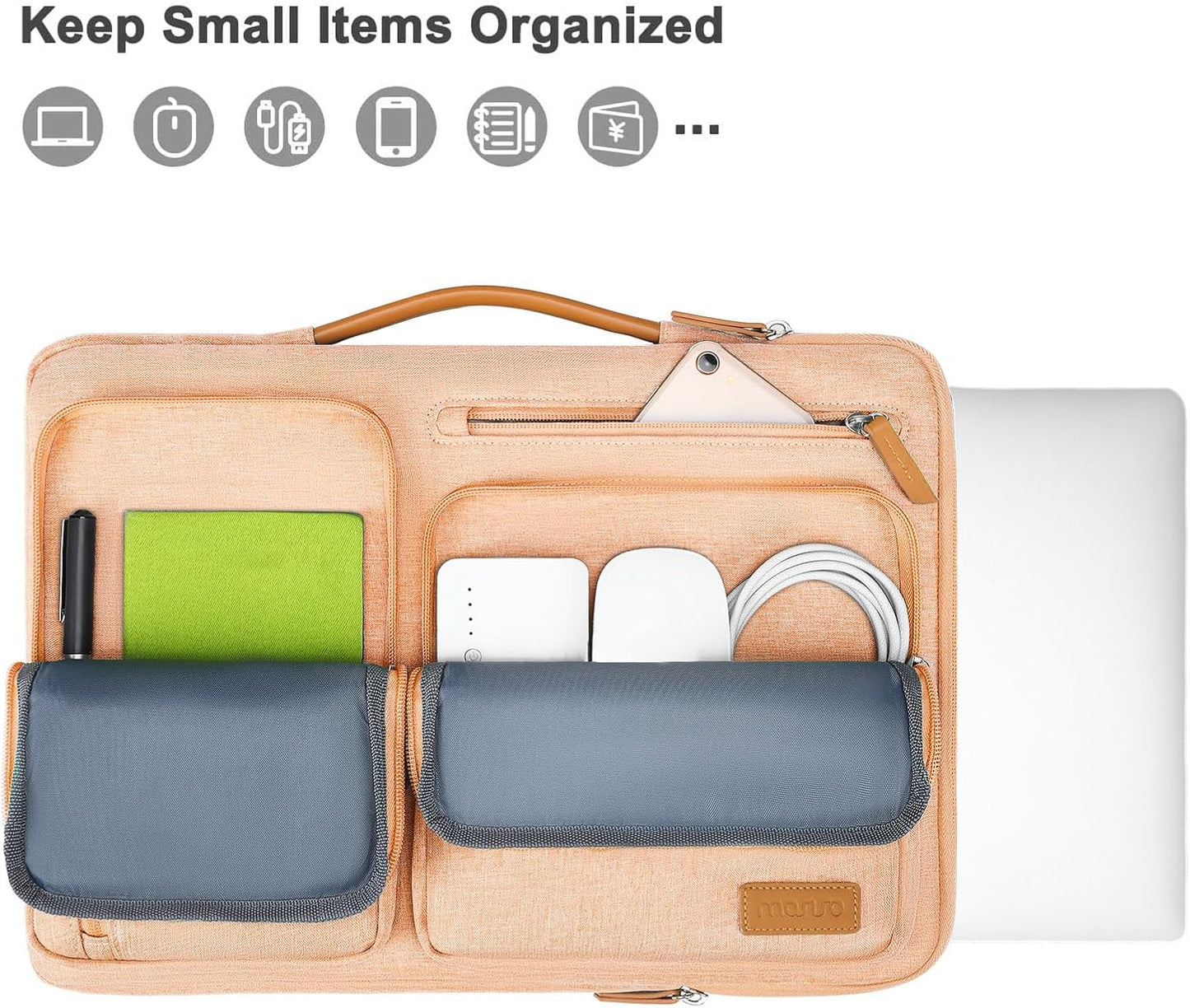 MOSISO 360 Protective Laptop Case 13.3 inch, 13-13.3 inch Laptop Sleeve Compatible with MacBook Air/Pro 13 / Pro 14,HP Dell Acer ASUS,Side Open Carrying Case with 4 Zipper Pockets&Handle, Peach Fuzz