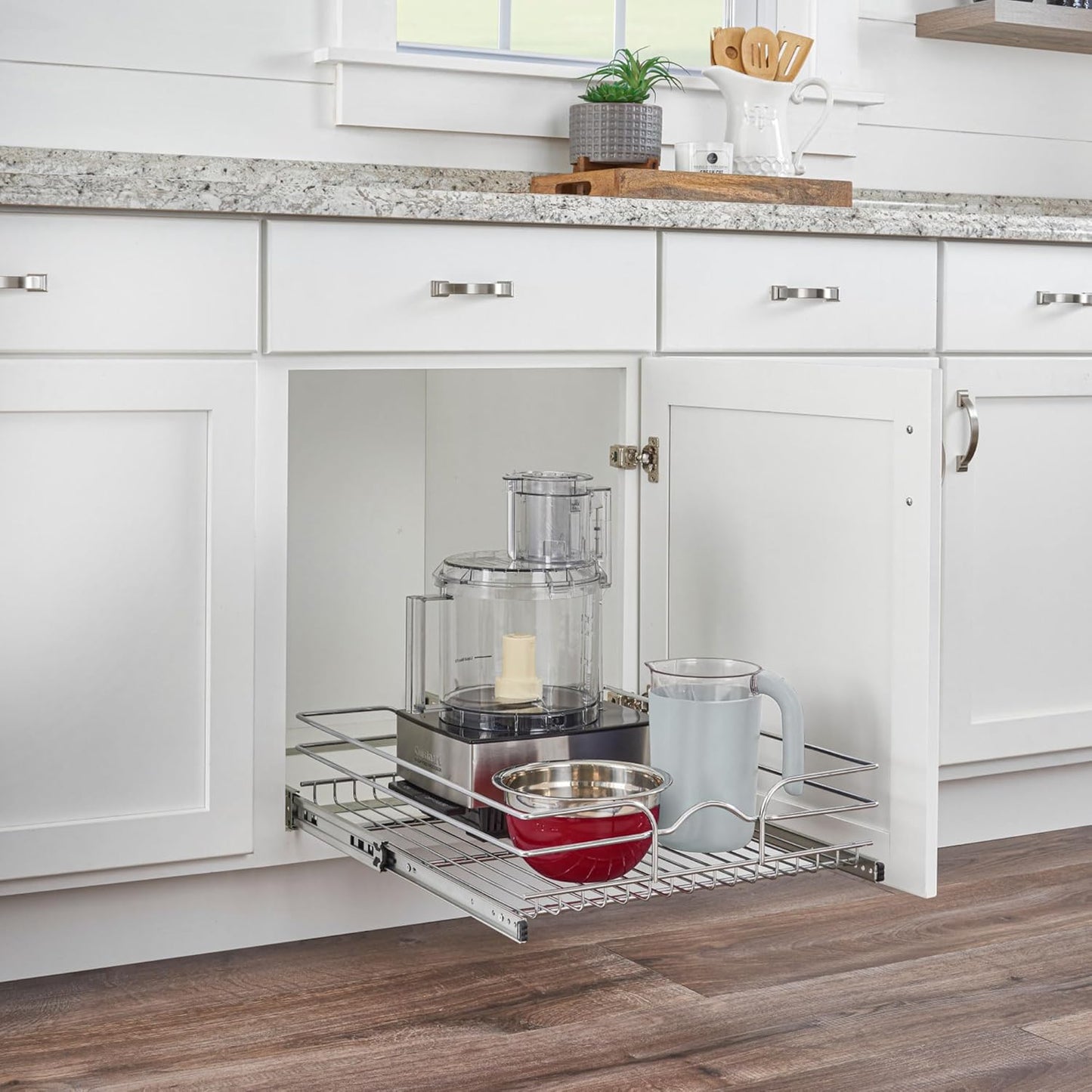 Rev-A-Shelf Kitchen Cabinet Pullout Shelf and Drawer Organizer Slide Out Pantry Storage Basket in Multiple Sizes, 21 x 22 In, 5WB1-2122CR-1
