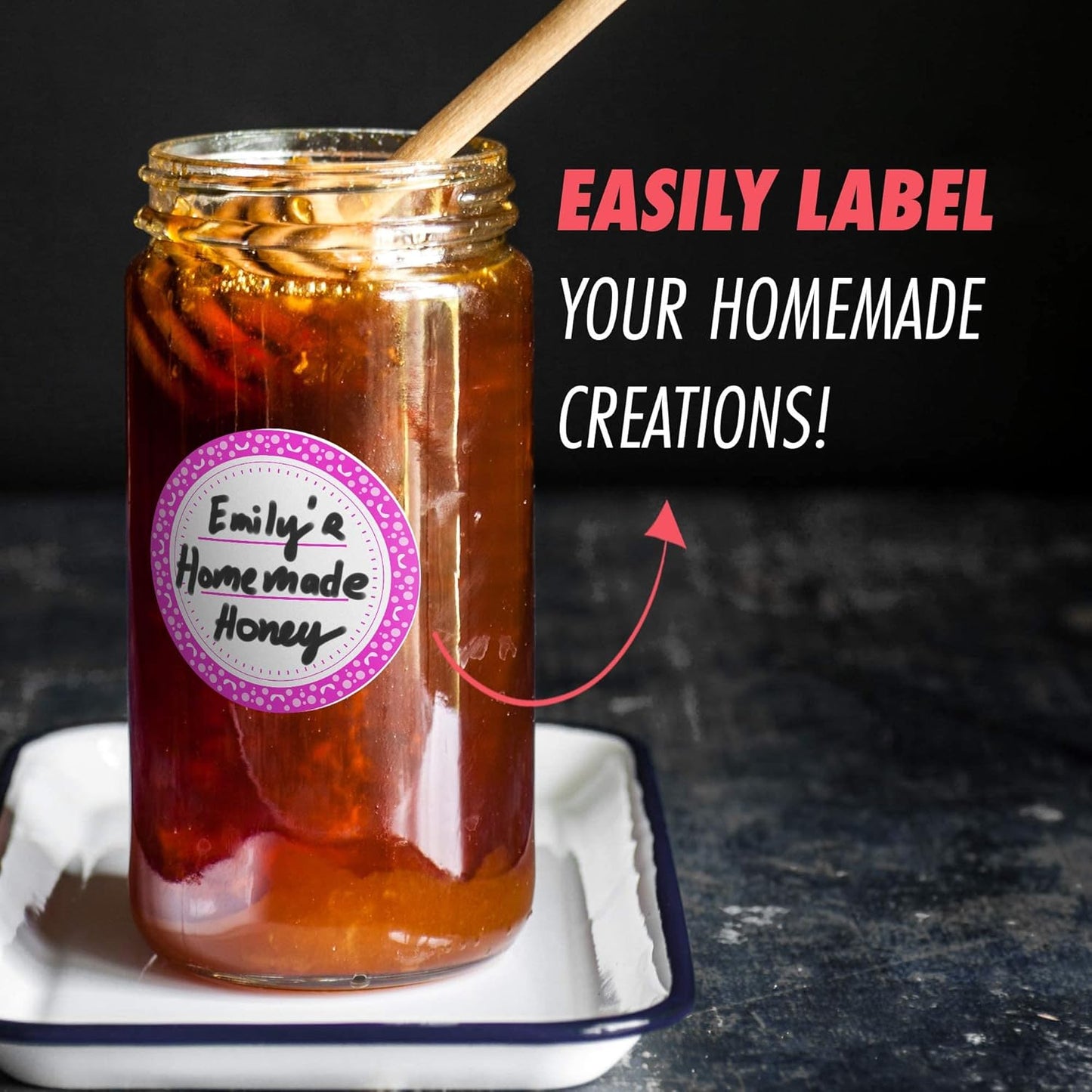 Canning Labels Dissolvable Stickers for Mason Jars and More (2" Round 200/roll) Canning Supplies Washes Off in Seconds Like Magic - Jar Labels Homemade Jam, Jelly, and More (Fuschia)