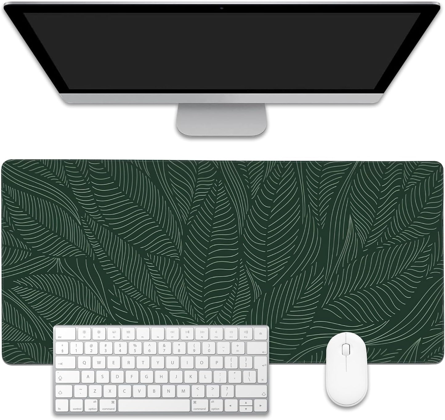 Golden Tropical Leaf Large Gaming Mouse Pad,Waterproof Desk Mat for Desktop,Non-Slip Rubber Base Mousepad with Stitched Edges for Laptop Office and Home 35.4X15.7 Inch
