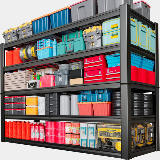 68" Wide Heavy Duty Garage Shelving Units, 5-Tier Deep Storage Shelves,Black Metal Garage Shelves,Steel Shelf,Large Storage Rack,Industrial Shelving for Shop, 68" W x 24" D x 84" H