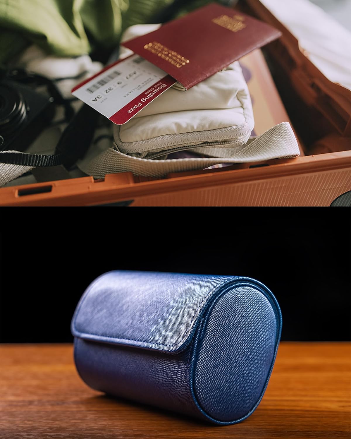 MR.OKAY 2 Watch Travel Case -Premium Leather With Perfect Texture.(Watch Carrying Or Organizer For Storage And Display). Mens for Handcrafted by Craftsmen.