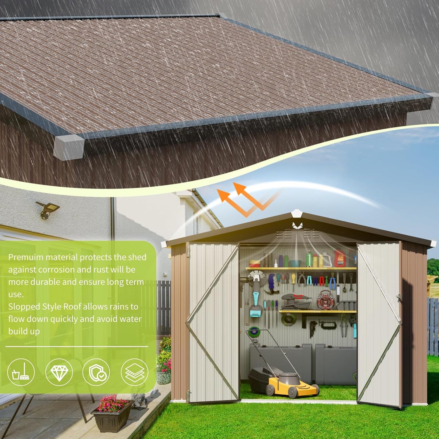Metal Storage Shed,10x8 Outdoor Storage Building,Large Backyard Sheds with Lockable Doors,Waterproof Outside Storage Sheds