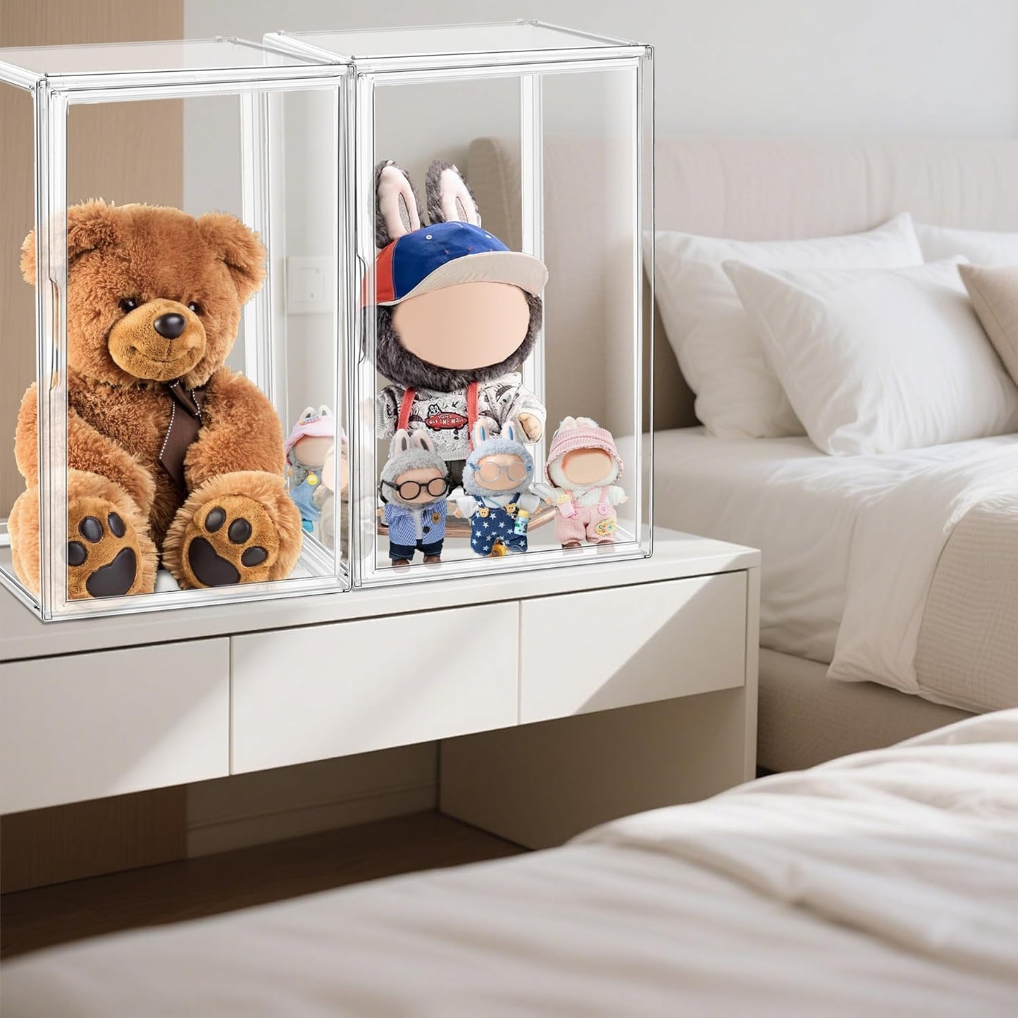 1 Pack Extra XXXXX-Large 13.8”x 12.2”x 23.6" Acrylic Display Case Long Tall Boot Shoe Storage Box Clear Giant Figure Collection Showcase with Magnetic Lid