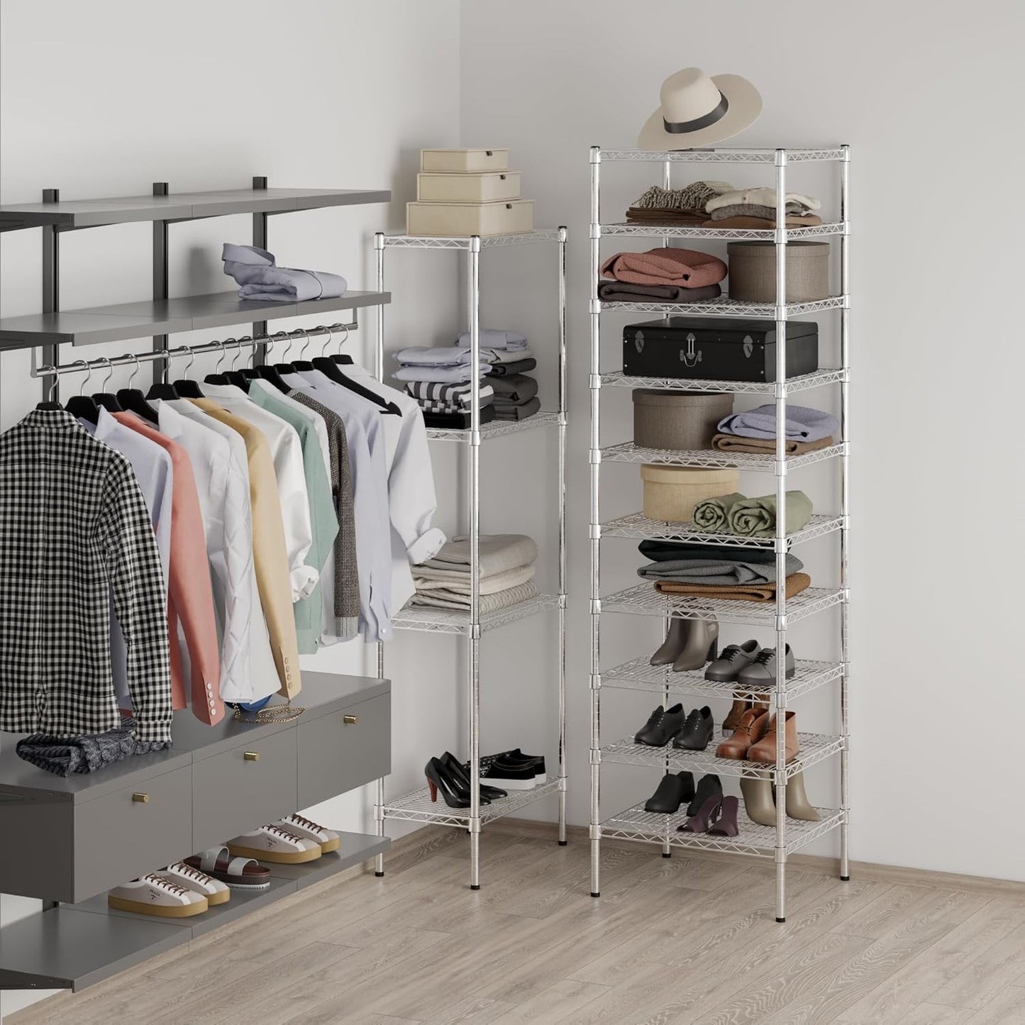 21" Deep x 24" Wide x 86" Height Wire Shelving Kit | 10-Tier | NSF Commercial Storage Rack Unit