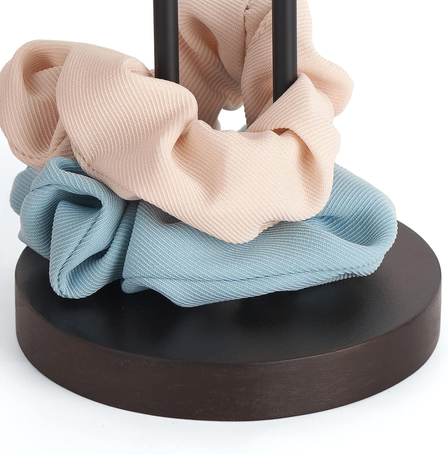 Mkono Scrunchies Holder Stand Hair Accessories Organizer Gold White Metal Scrunchies Tower Hold 25-35 Scrunchies Modern Vertical Hair Tie Headband Organizer Jewelry Scrunchy Holder for Girls, Brown